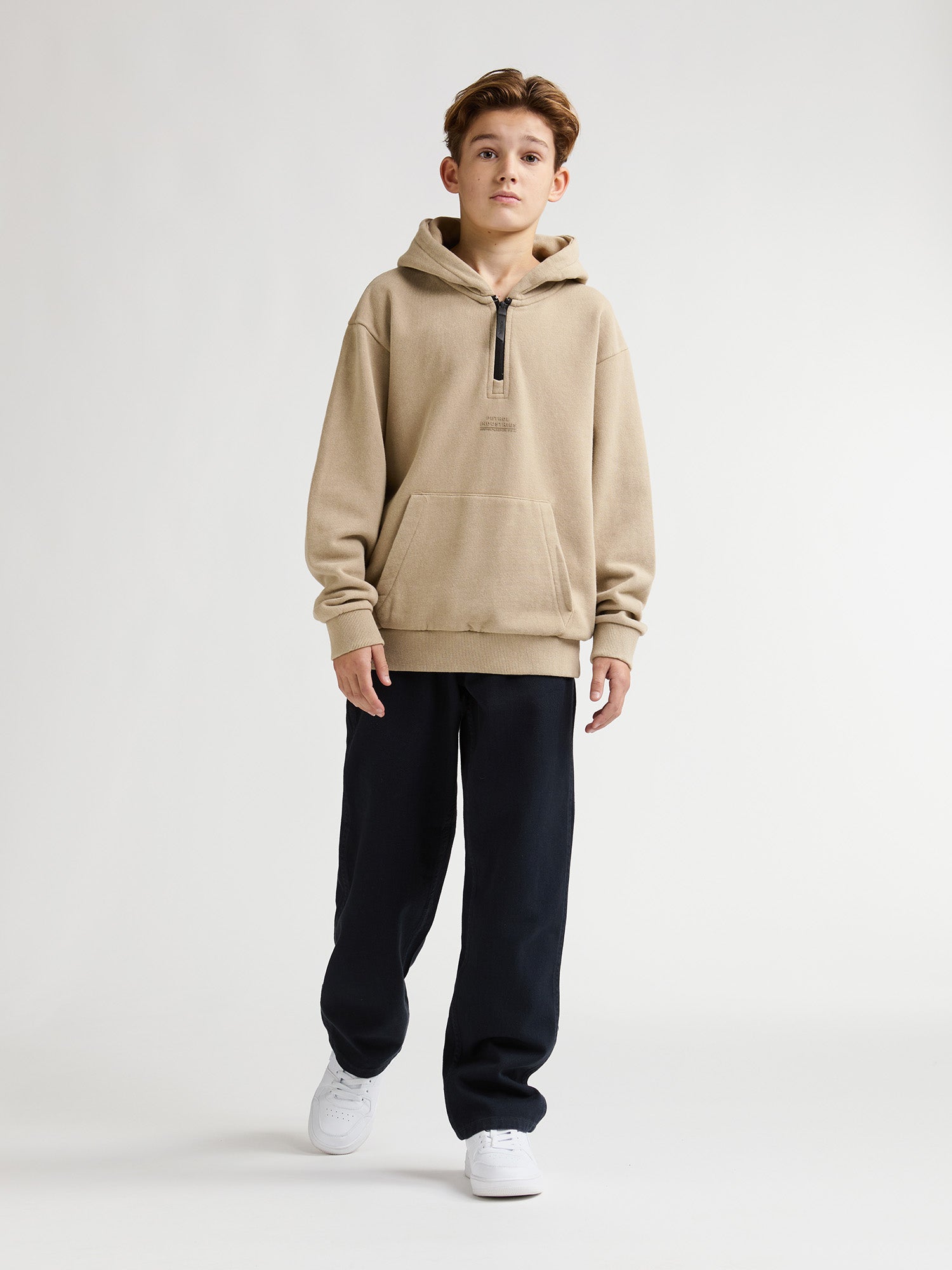 Petrol Industries Boys Sweater Hooded Zip Relaxed Fit Light Tan
