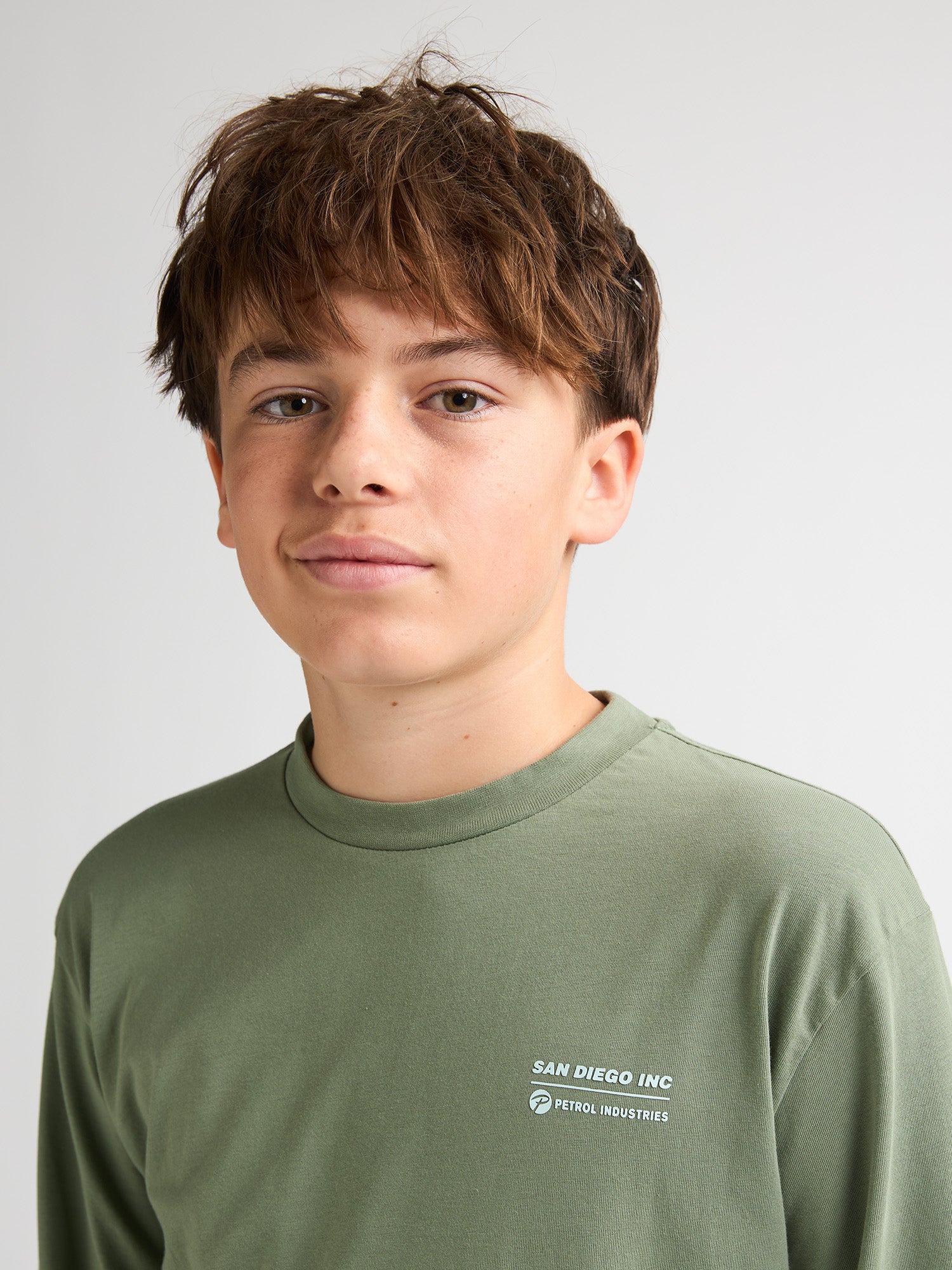 Petrol Industries Boys T-Shirt Long Sleeve Round Neck Relaxed Fit Sage