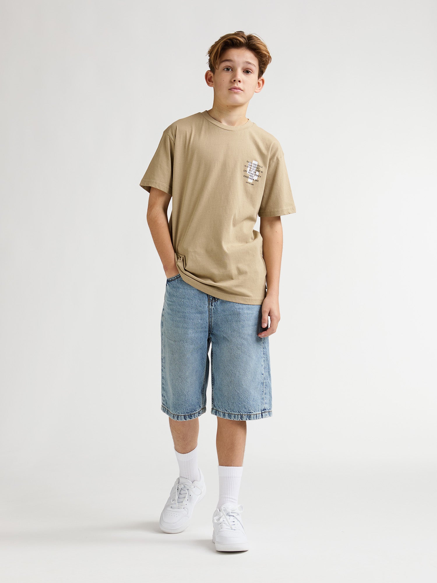 Petrol Industries Boys T-Shirt Short Sleeve Classic Print Relaxed Fit Light Tan
