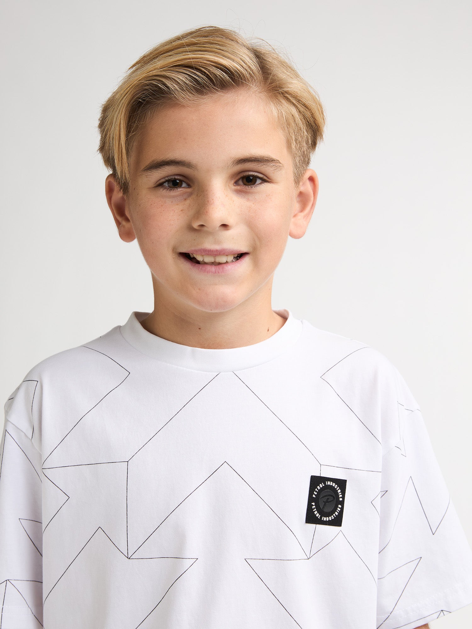 Petrol Industries Boys T-Shirt Short Sleeve All-Over Print Relaxed Fit Bright White
