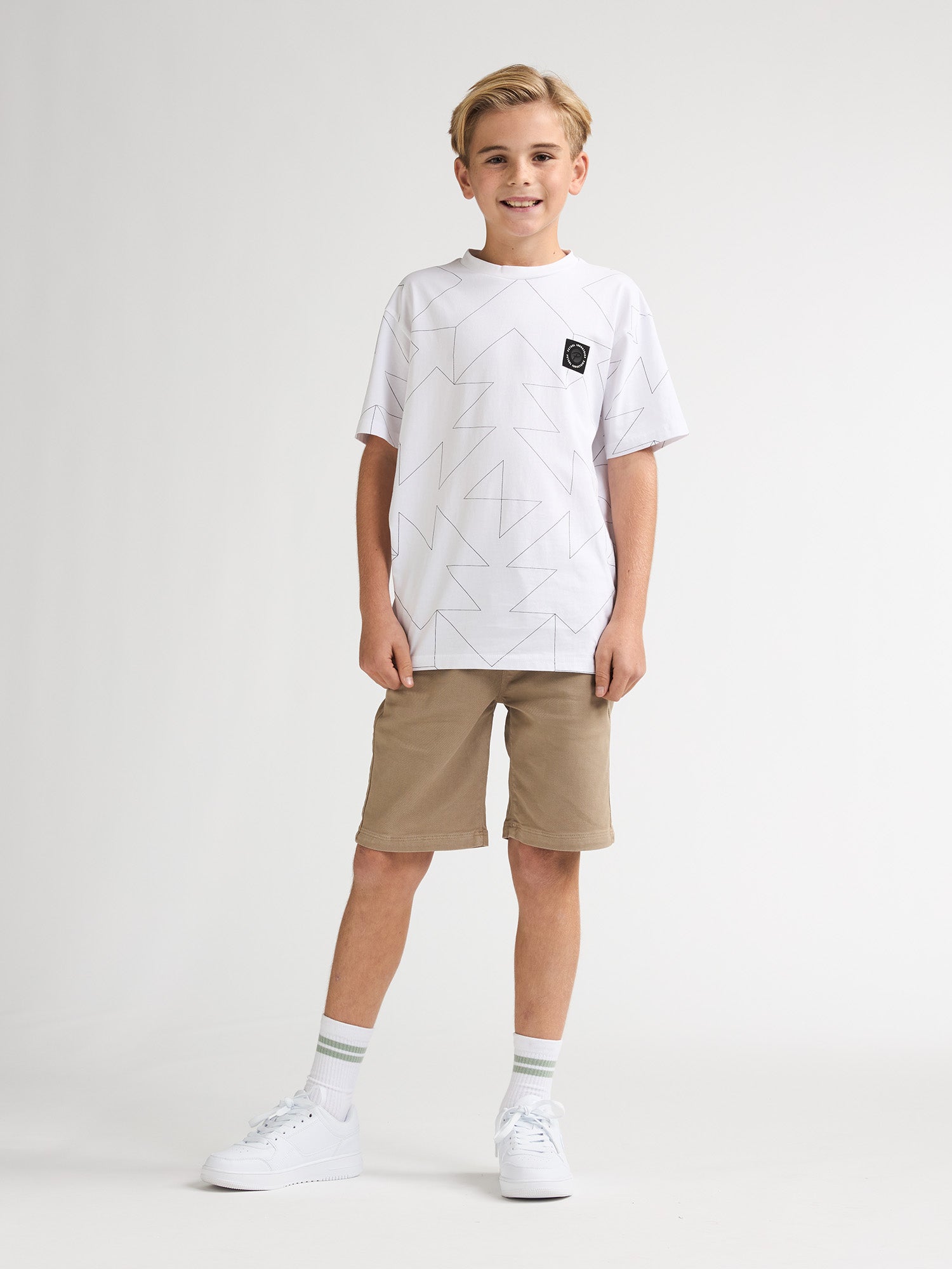 Petrol Industries Boys T-Shirt Short Sleeve All-Over Print Relaxed Fit Bright White