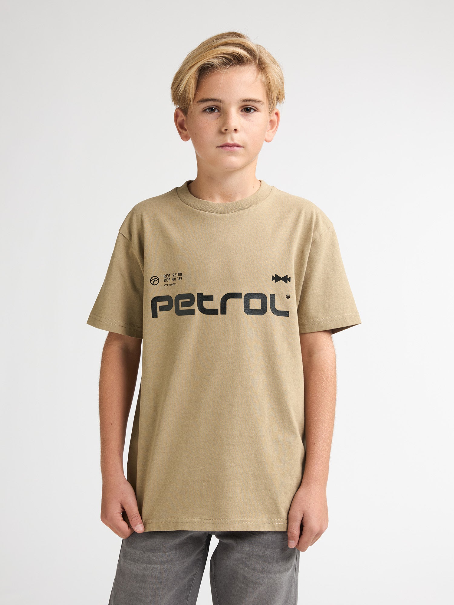 Petrol Industries Boys T-Shirt Short Sleeve Classic Print Relaxed Fit Light Tan