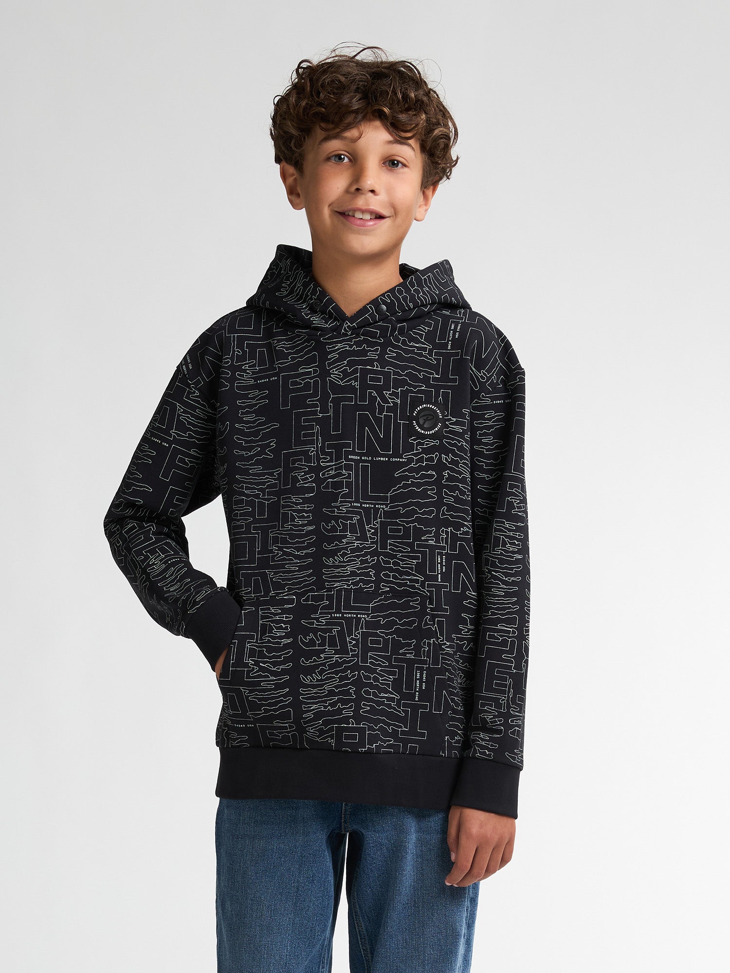 Stylish all-over print hoodie for boys from Petrol Industries