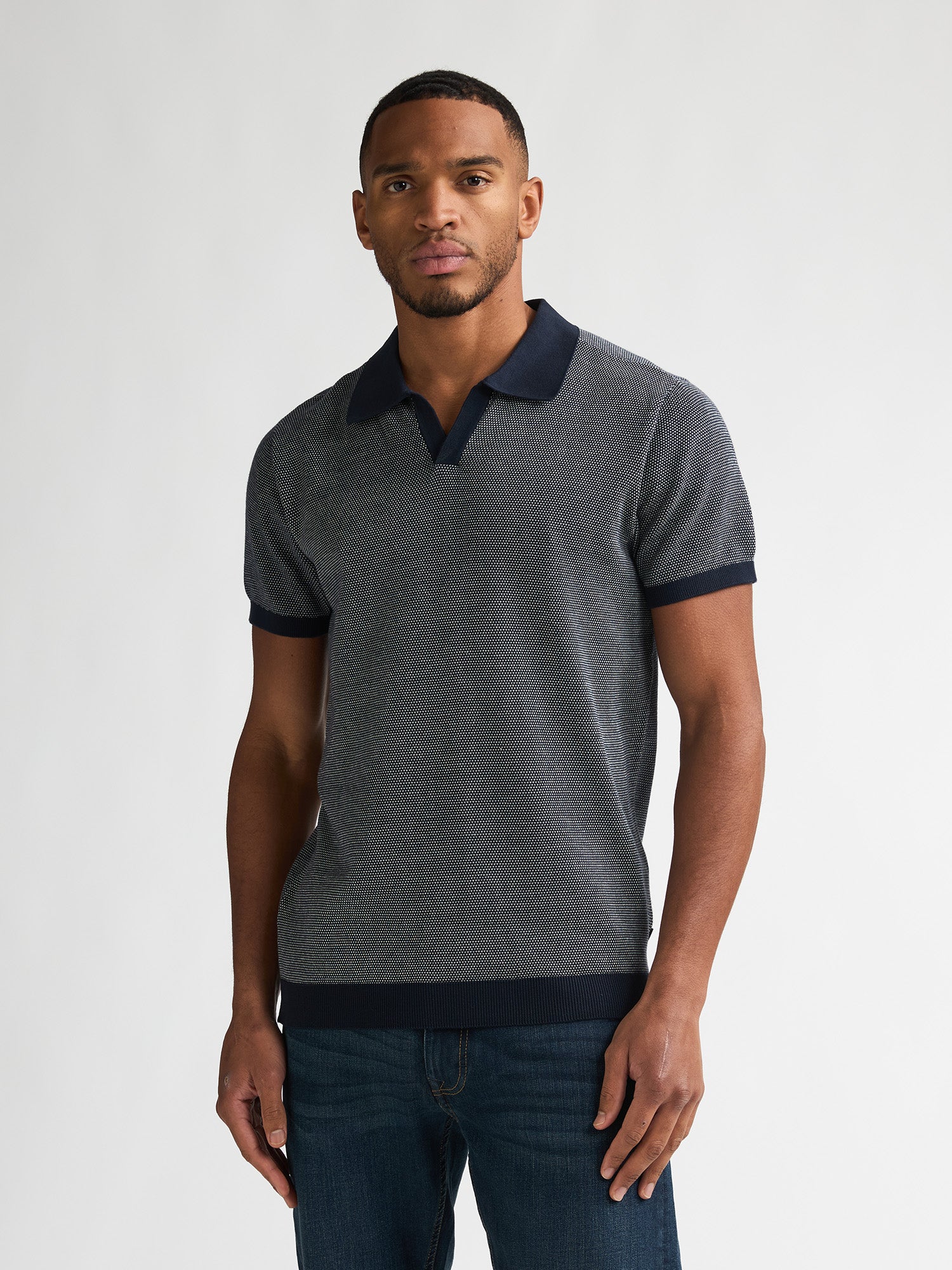 Petrol Industries Men Knitwear Polo Regular Fit Navy Blue