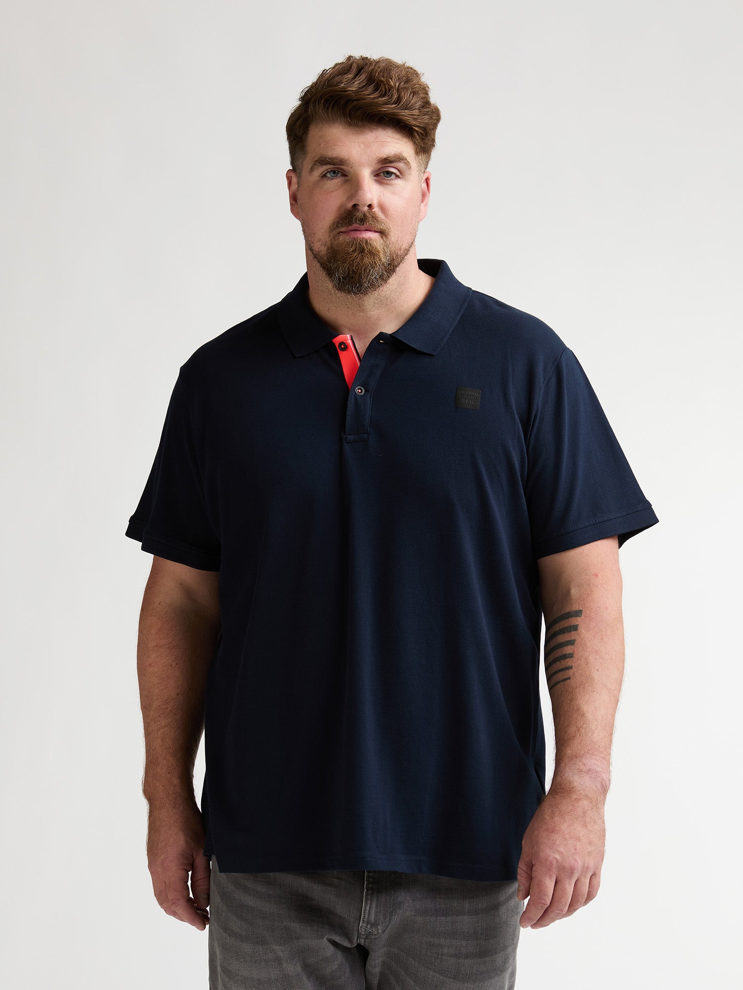 Petrol Industries Men Polo Short Sleeve Regular Plus Fit Navy Blue