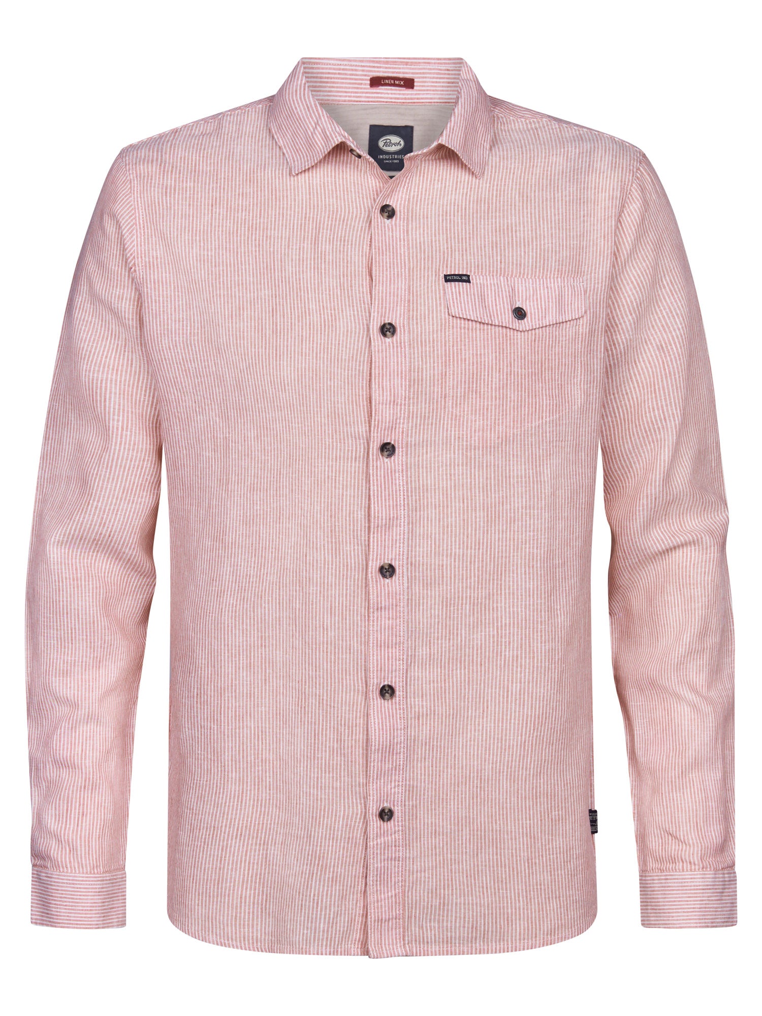 Petrol Industries Men Shirt Long Sleeve Uni Regular Fit Light Coral