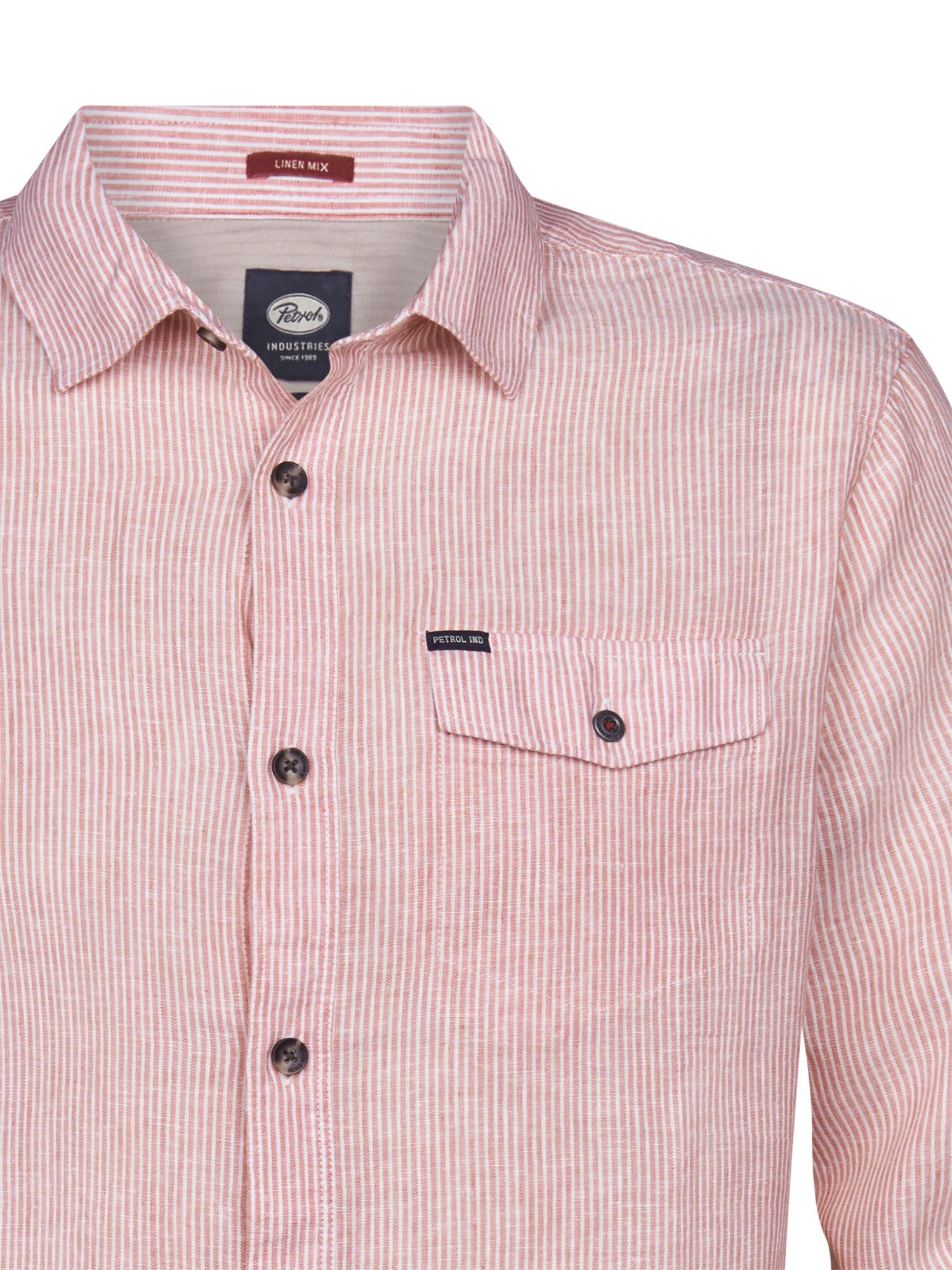Petrol Industries Men Shirt Long Sleeve Uni Regular Fit Light Coral