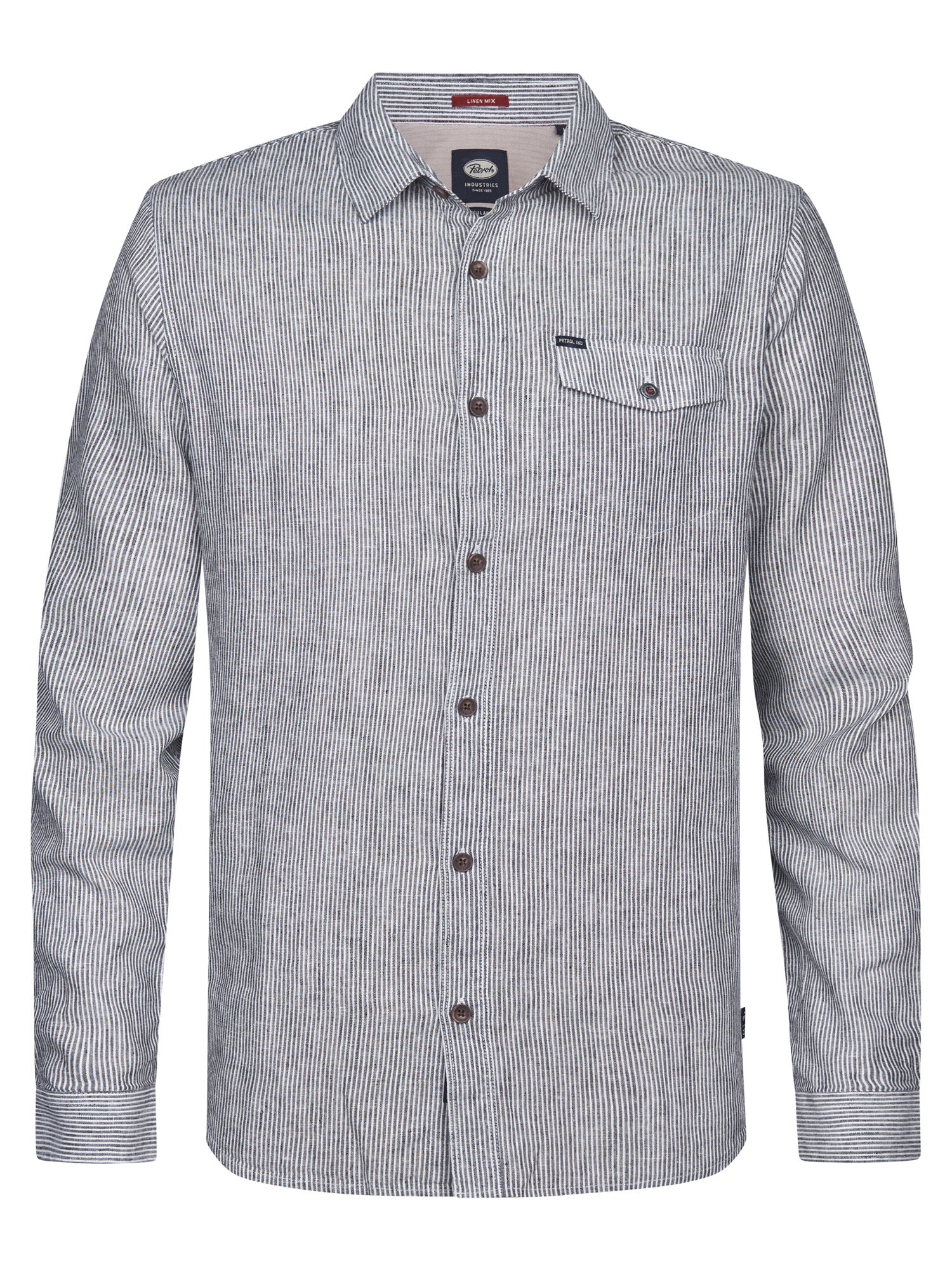 Petrol Industries Men Shirt Long Sleeve Uni Regular Fit Navy Blue