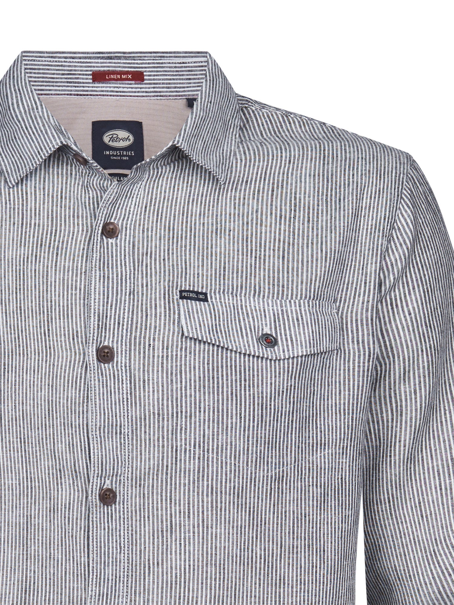 Petrol Industries Men Shirt Long Sleeve Uni Regular Fit Navy Blue