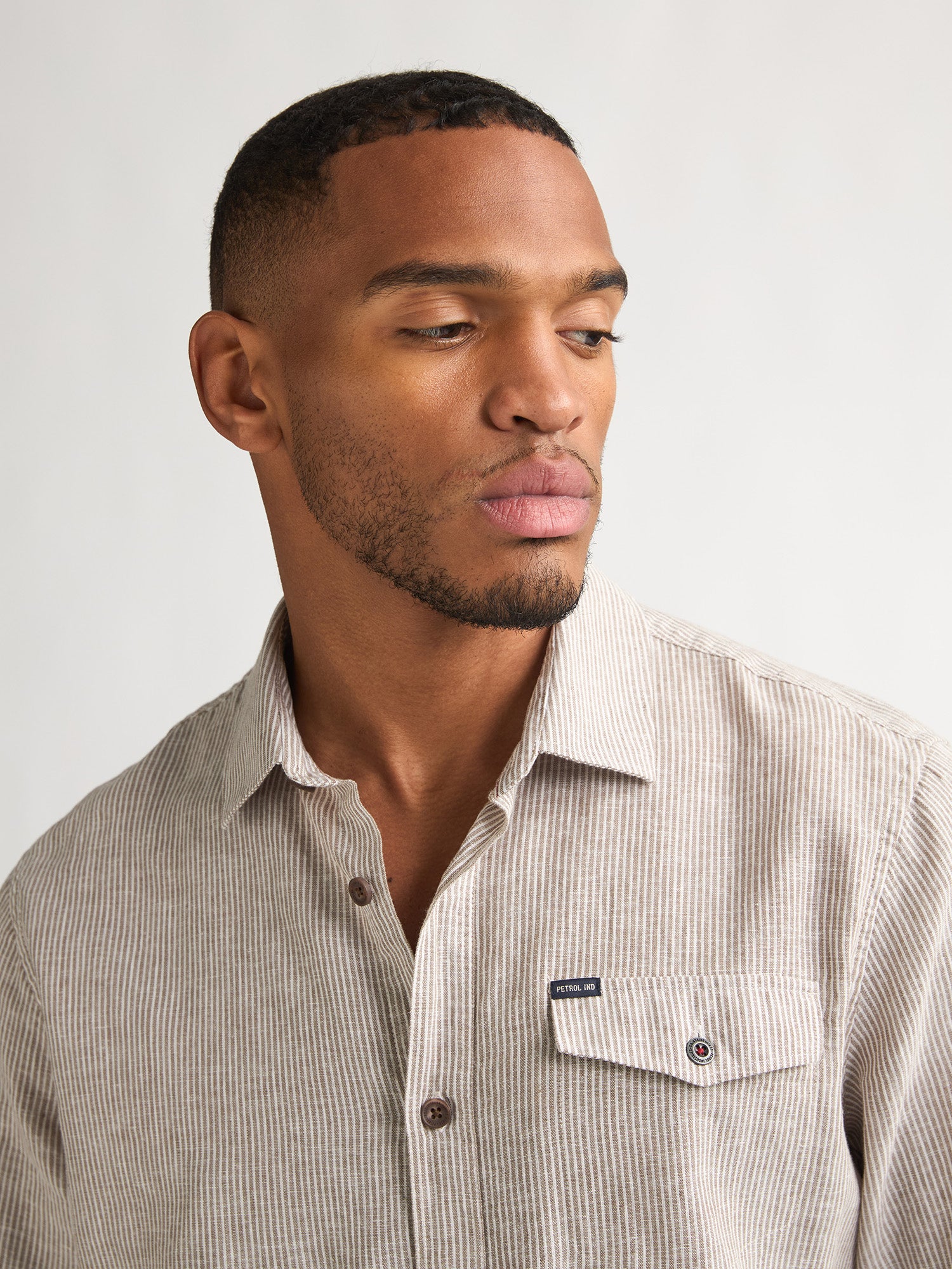 Petrol Industries Men Shirt Long Sleeve Uni Regular Fit Light Tan