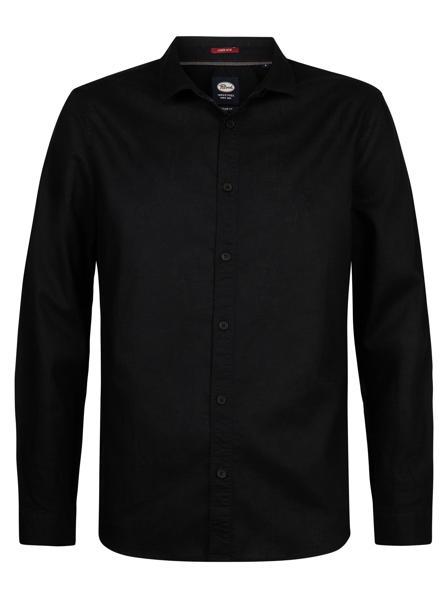 Petrol Industries Men Shirt Long Sleeve Uni Regular Fit Black