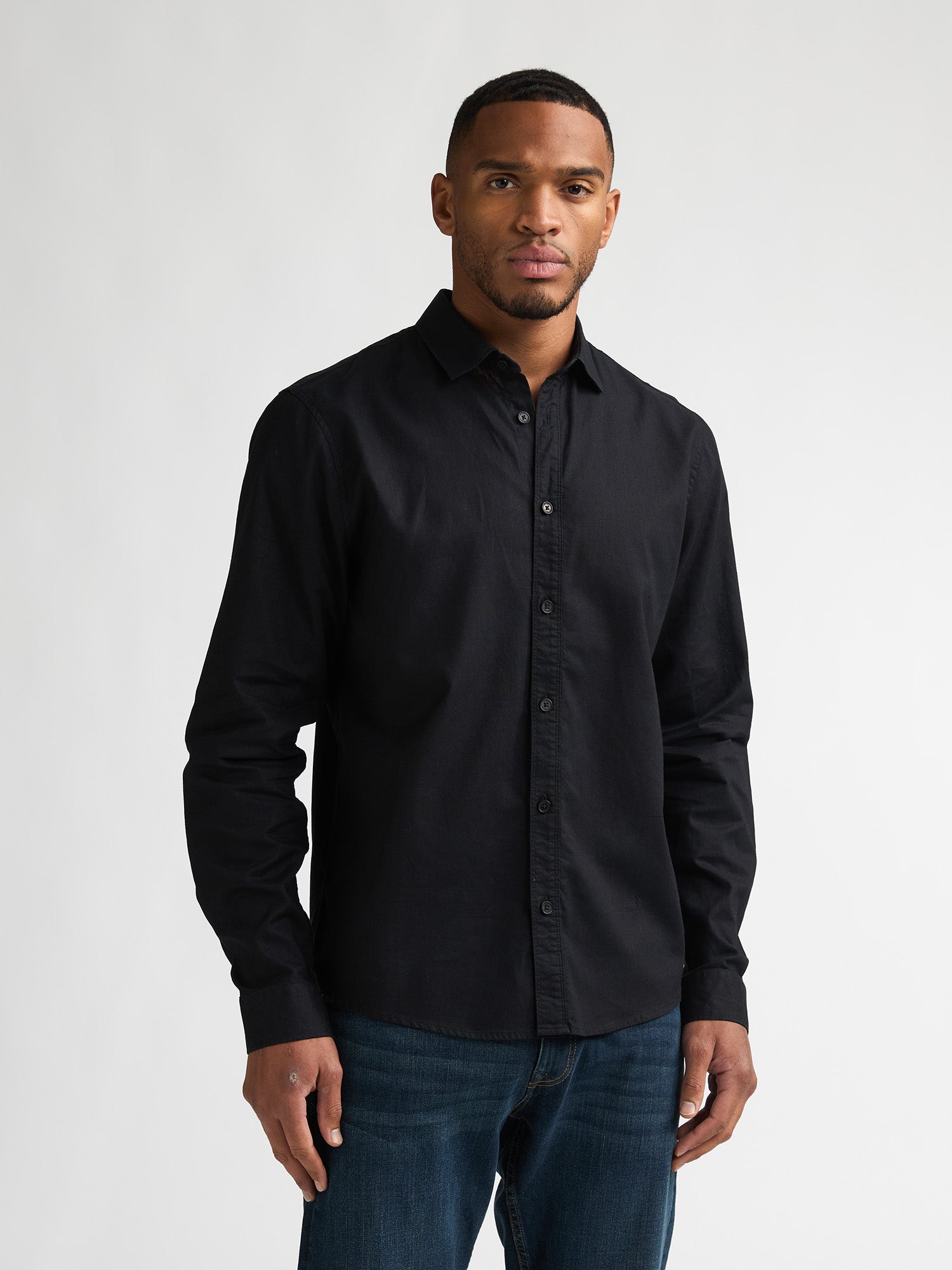 Petrol Industries Men Shirt Long Sleeve Uni Regular Fit Black
