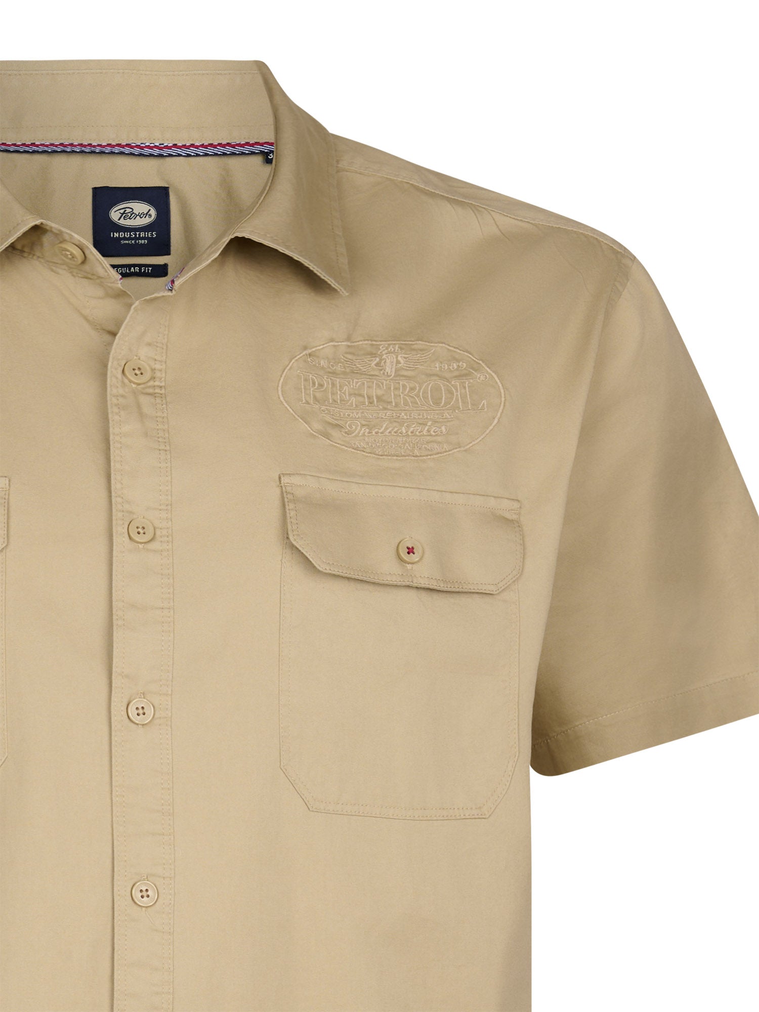Petrol Industries Men Shirt Short Sleeve Uni Regular Plus Fit Light Tan