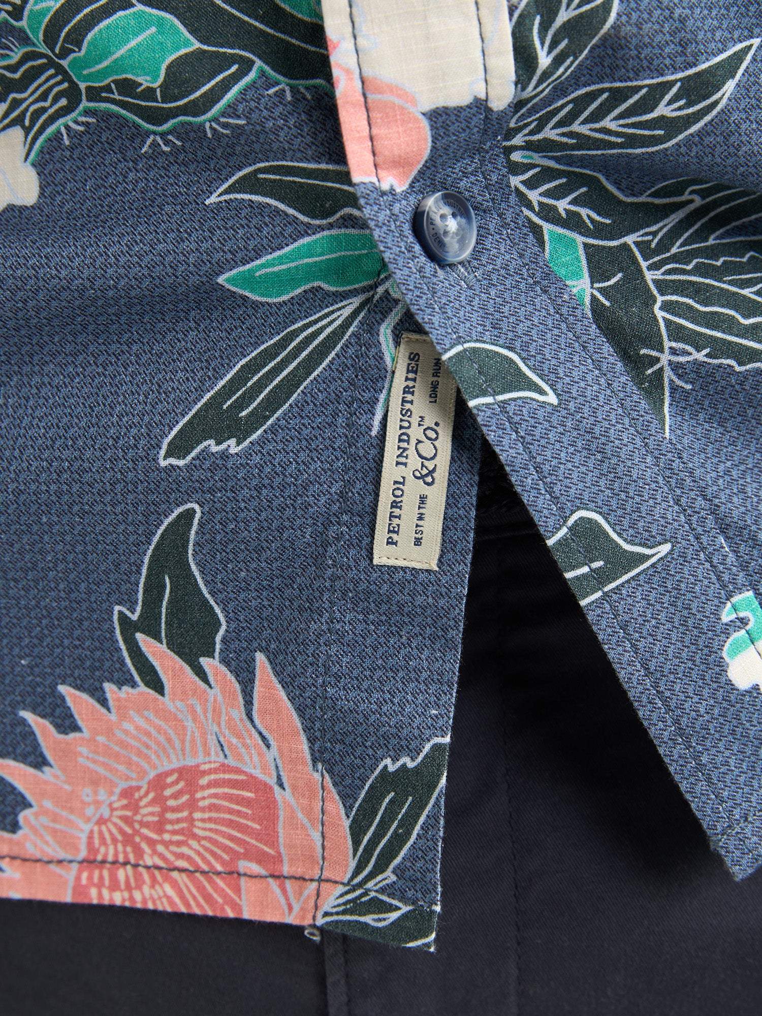 Petrol Industries Men Shirt Short Sleeve All-Over Print Regular Fit Navy Blue