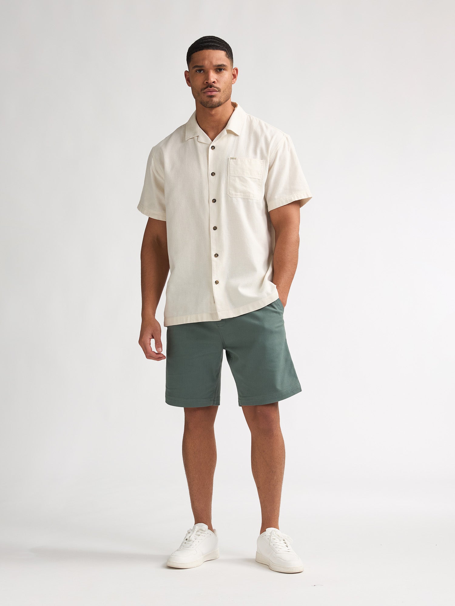 Petrol Industries Men Shirt Short Sleeve Uni Relaxed Fit Seashell