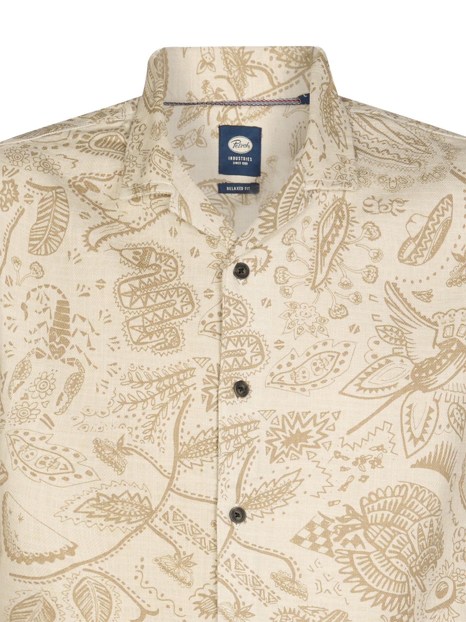 Petrol Industries Men Shirt Short Sleeve All-Over Print Relaxed Fit Seashell