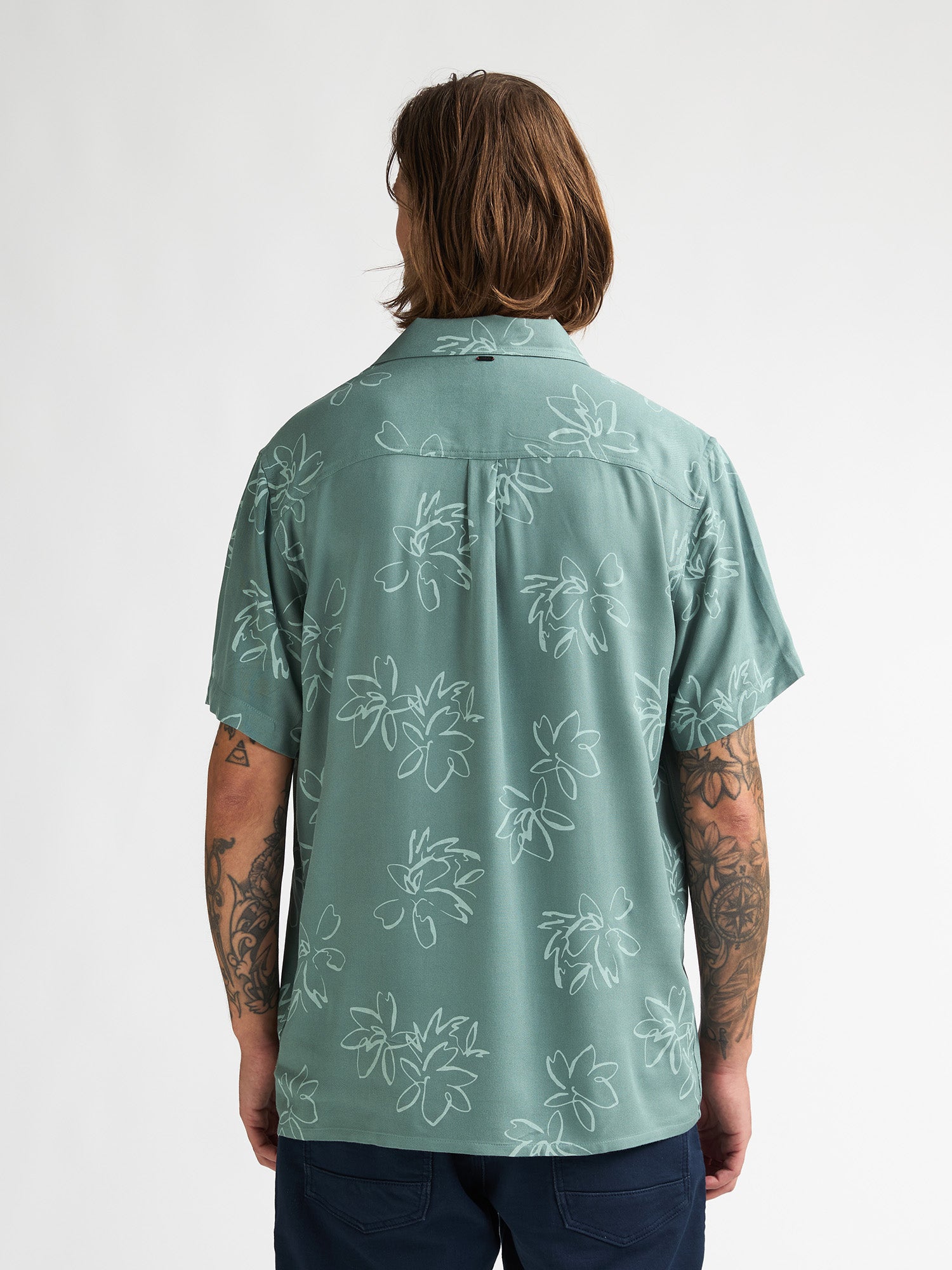 Petrol Industries Men Shirt Short Sleeve All-Over Print Regular Fit Oil Green