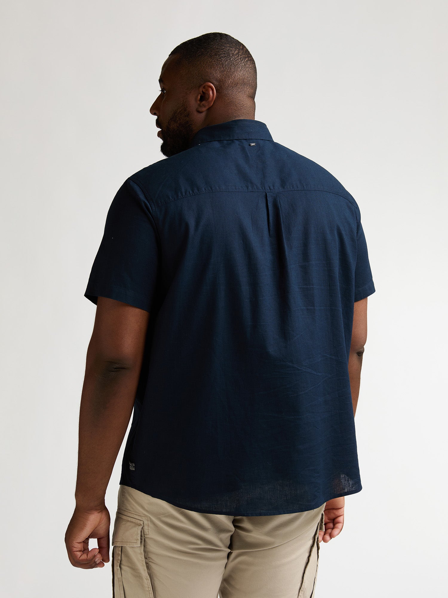 Petrol Industries Men Shirt Short Sleeve Uni Regular Plus Fit Navy Blue