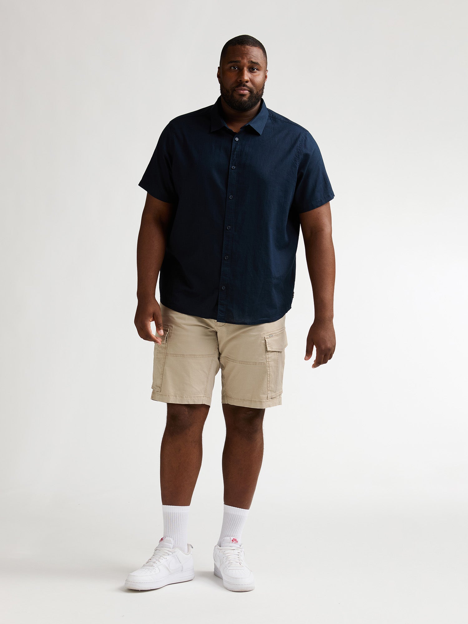 Petrol Industries Men Shirt Short Sleeve Uni Regular Plus Fit Navy Blue