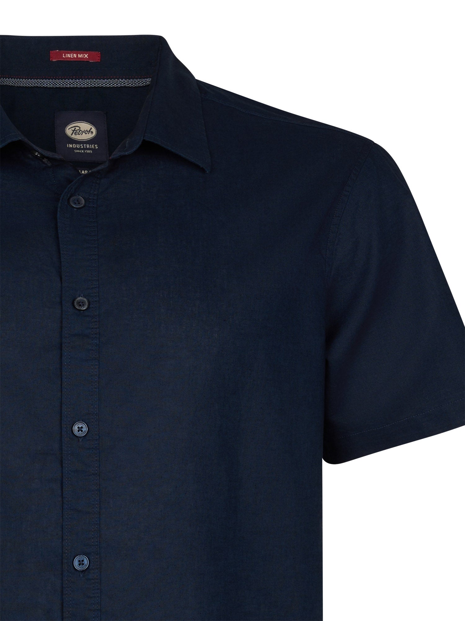 Petrol Industries Men Shirt Short Sleeve Uni Regular Plus Fit Navy Blue