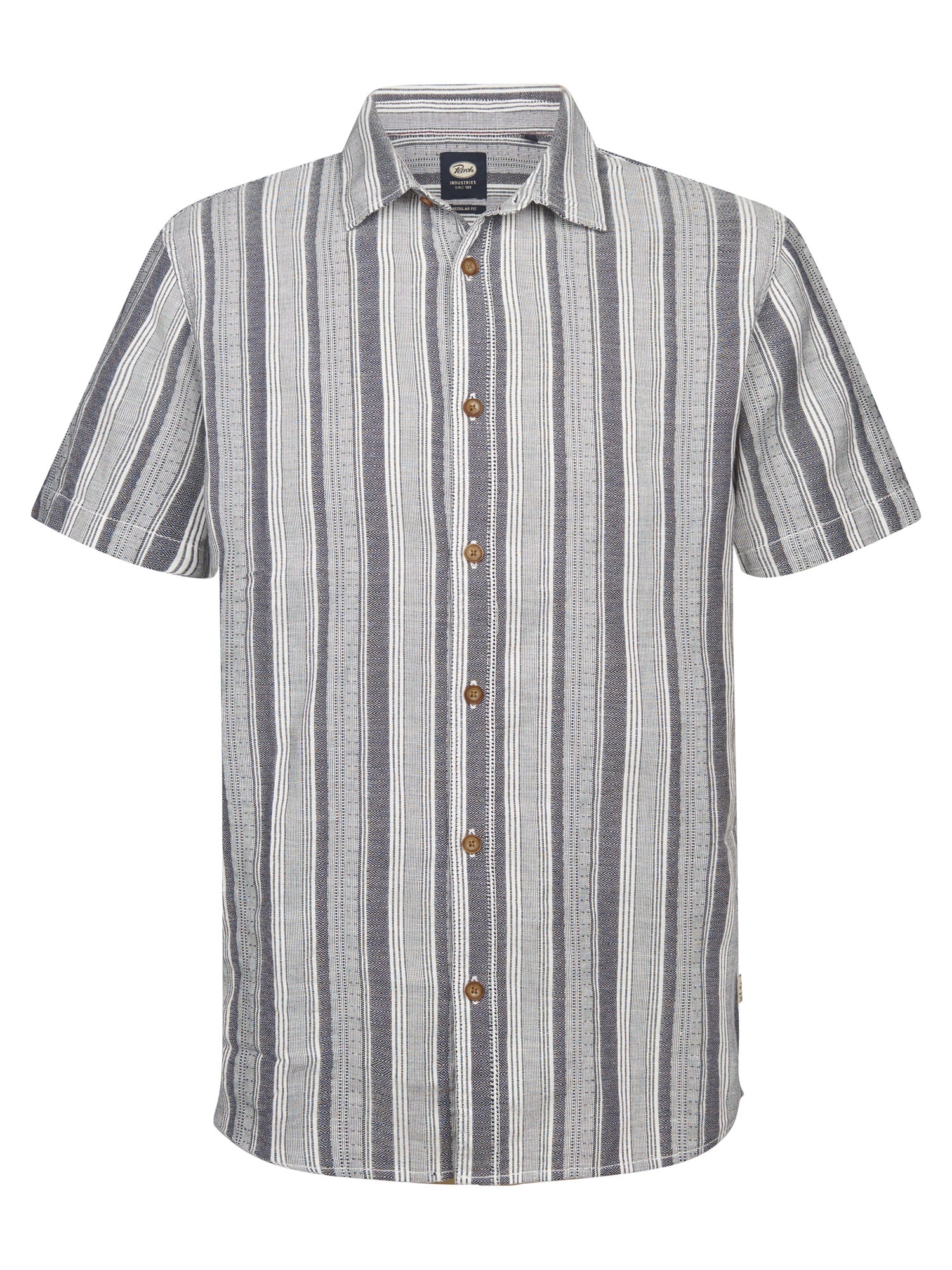 Petrol Industries Men Shirt Short Sleeve Uni Regular Fit Navy Blue