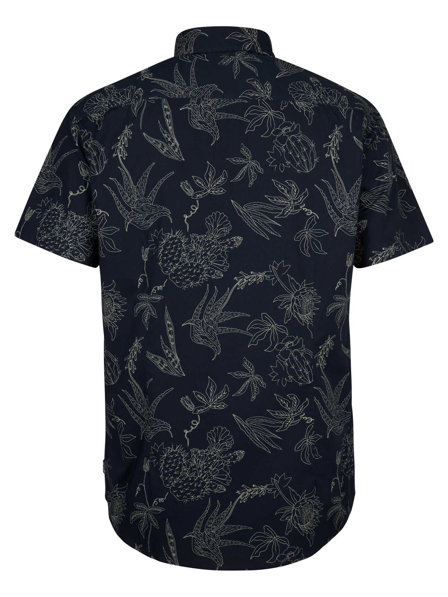 Petrol Industries Men Shirt Short Sleeve All-Over Print Slim Fit Navy Blue