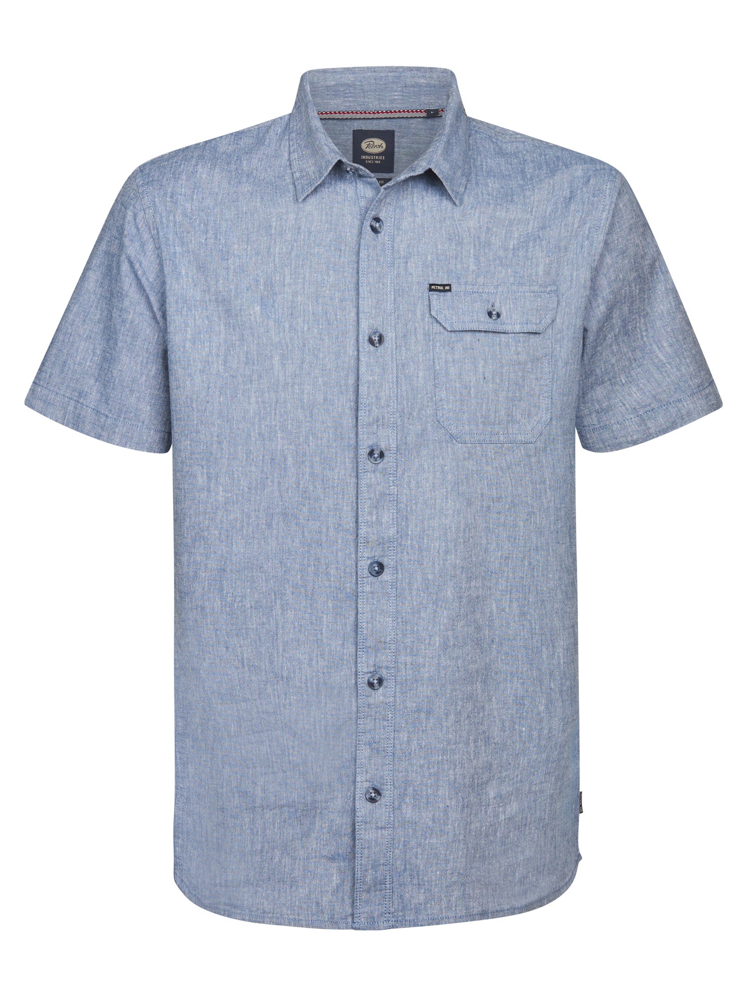Petrol Industries Men Shirt Short Sleeve Uni Regular Fit Light Indigo