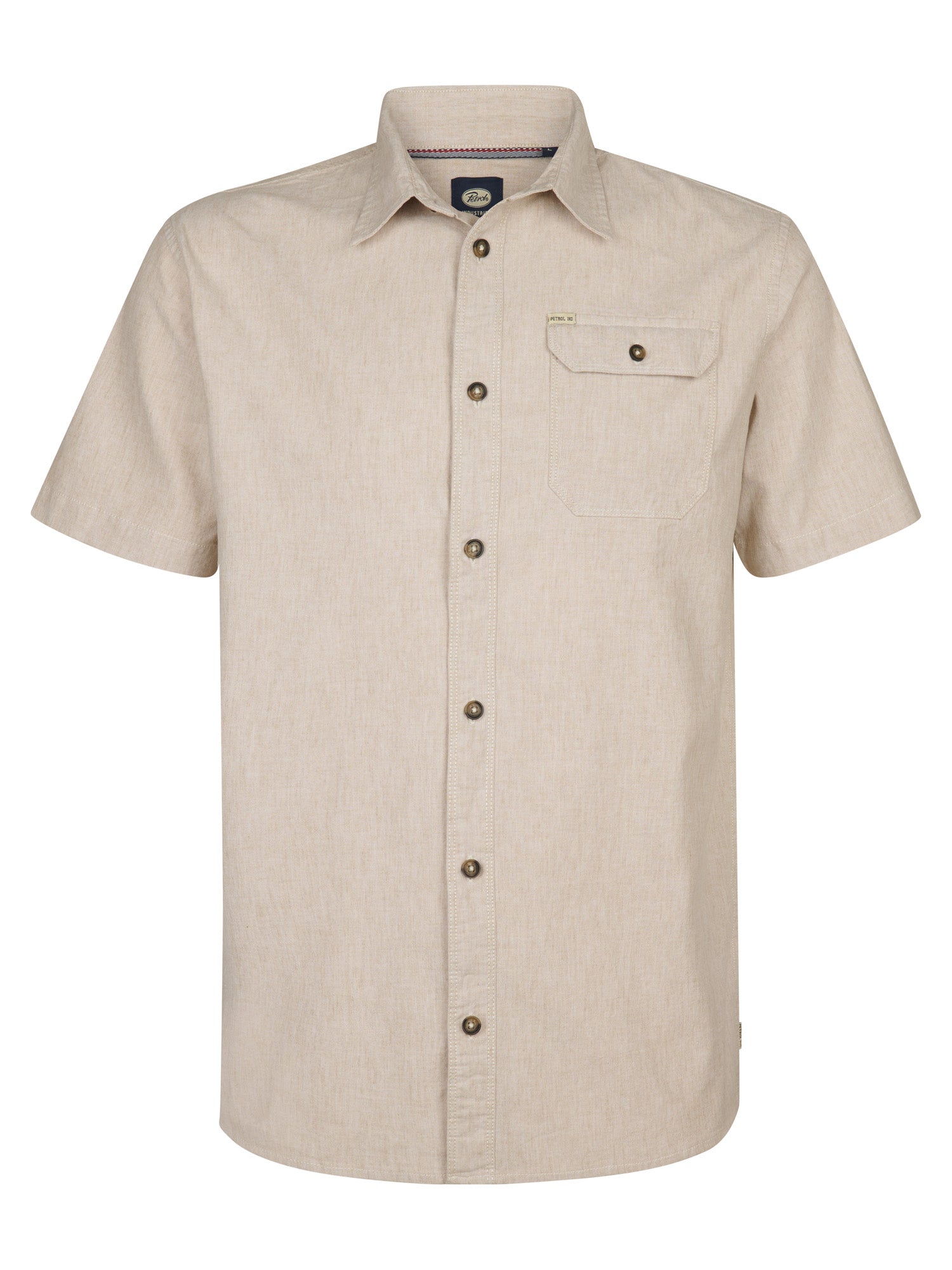 Petrol Industries Men Shirt Short Sleeve Uni Regular Fit Light Tan