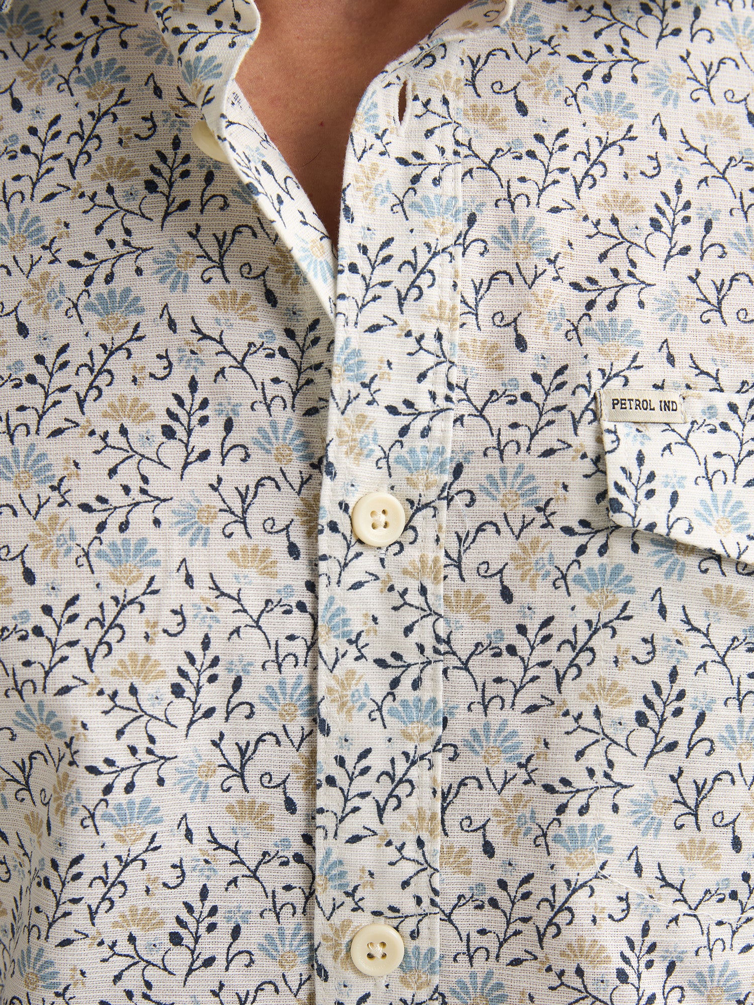 Petrol Industries Men Shirt Short Sleeve All-Over Print Regular Fit Seashell