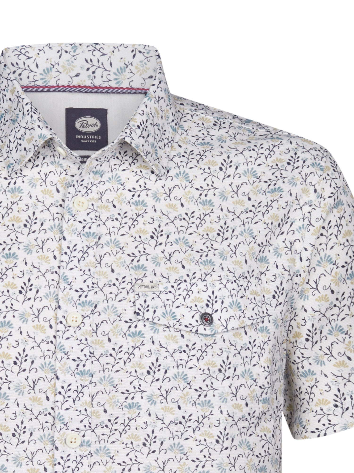 Petrol Industries Men Shirt Short Sleeve All-Over Print Regular Fit Seashell