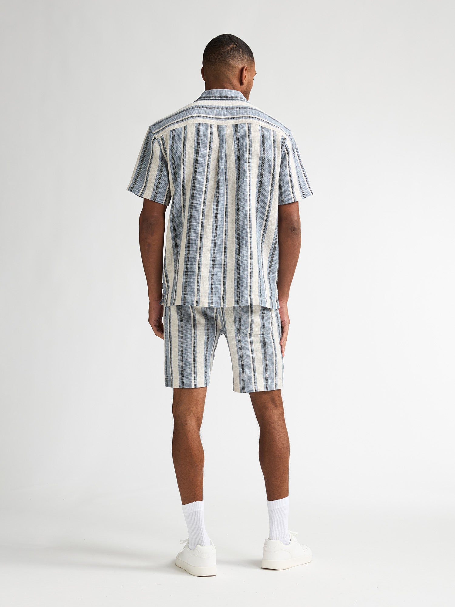 Petrol Industries Men Shirt Short Sleeve All-Over Print Relaxed Fit Marble Blue