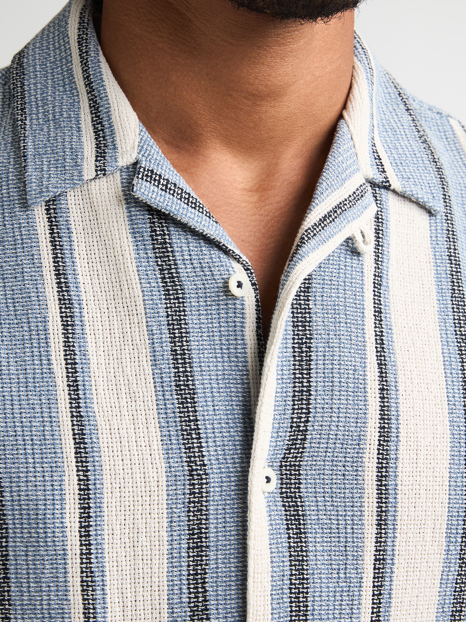Petrol Industries Men Shirt Short Sleeve All-Over Print Relaxed Fit Marble Blue