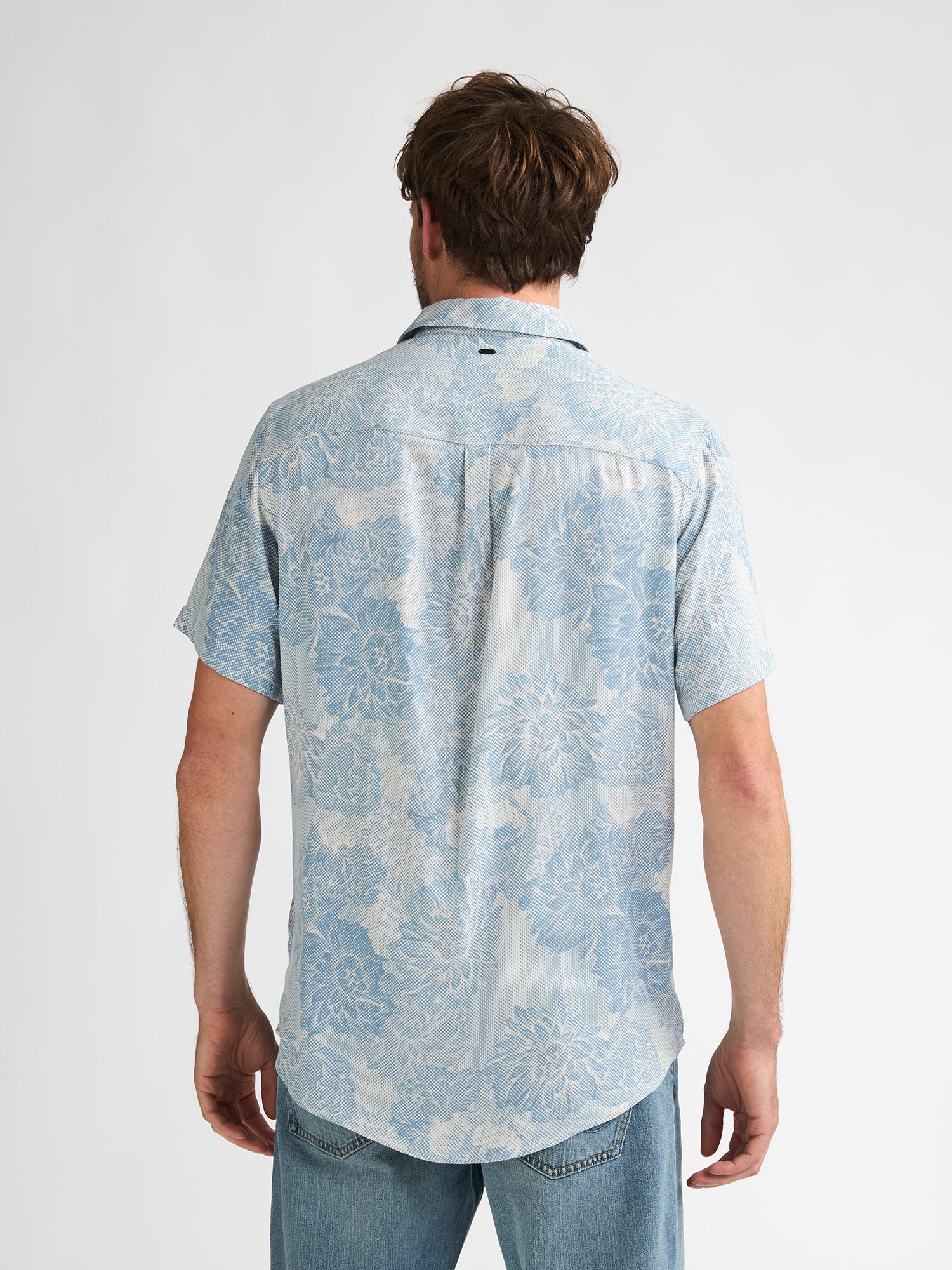 Petrol Industries Men Shirt Short Sleeve All-Over Print Regular Fit Marble Blue
