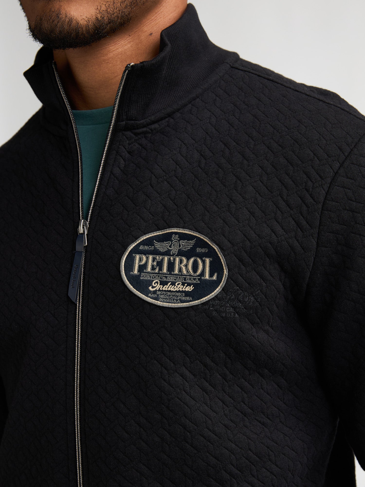 Petrol Industries Men Sweater Collar Zip Regular Fit Black