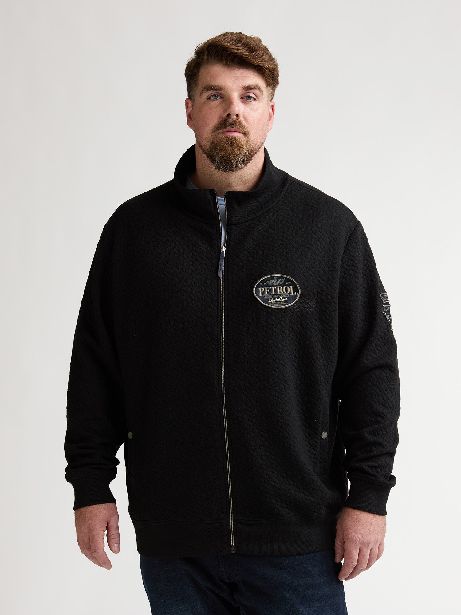 Petrol Industries Men Sweater Collar Zip Regular Plus Fit Black