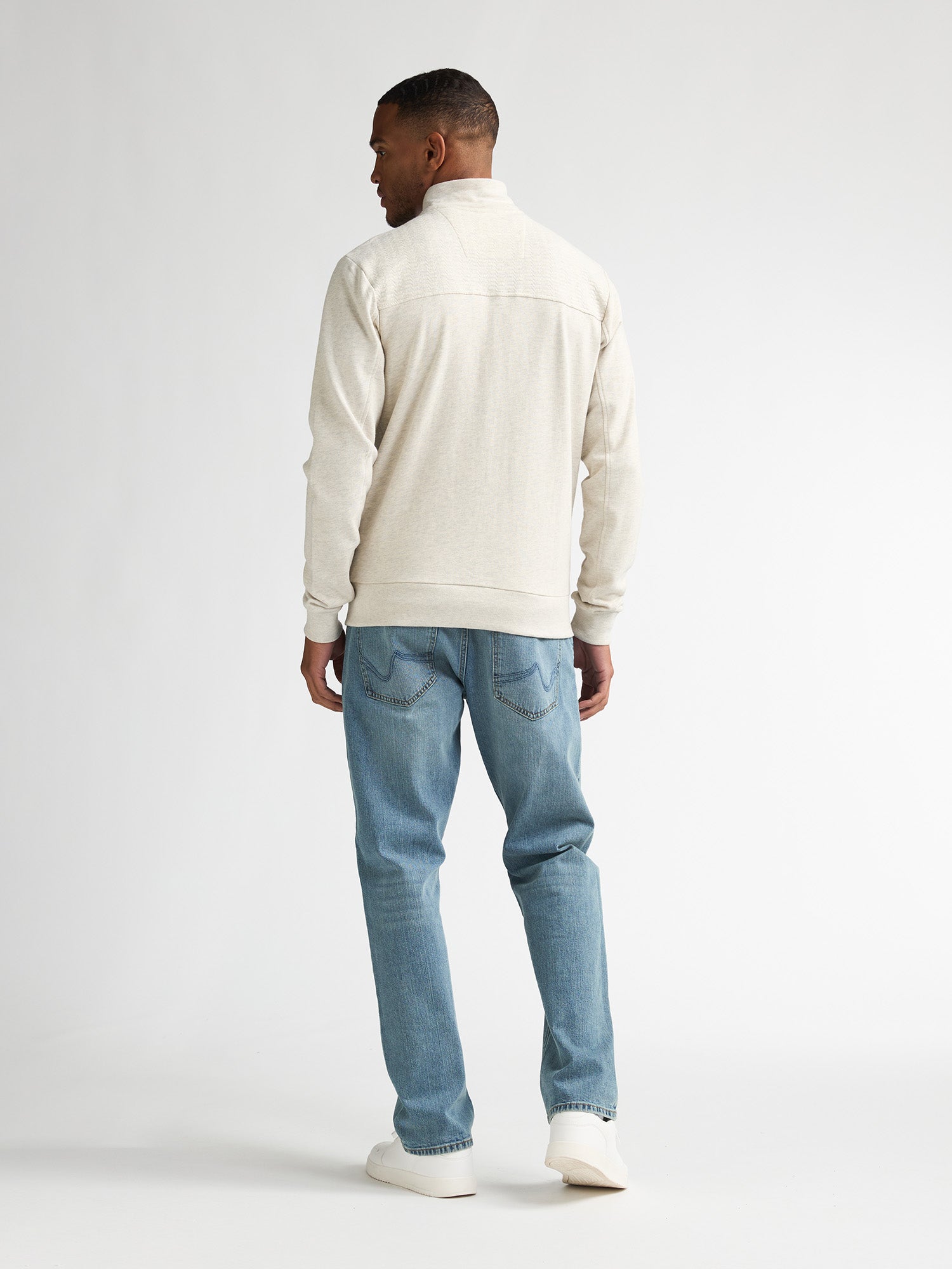 Petrol Industries Men Sweater Collar Zip Regular Fit Antique White Melee
