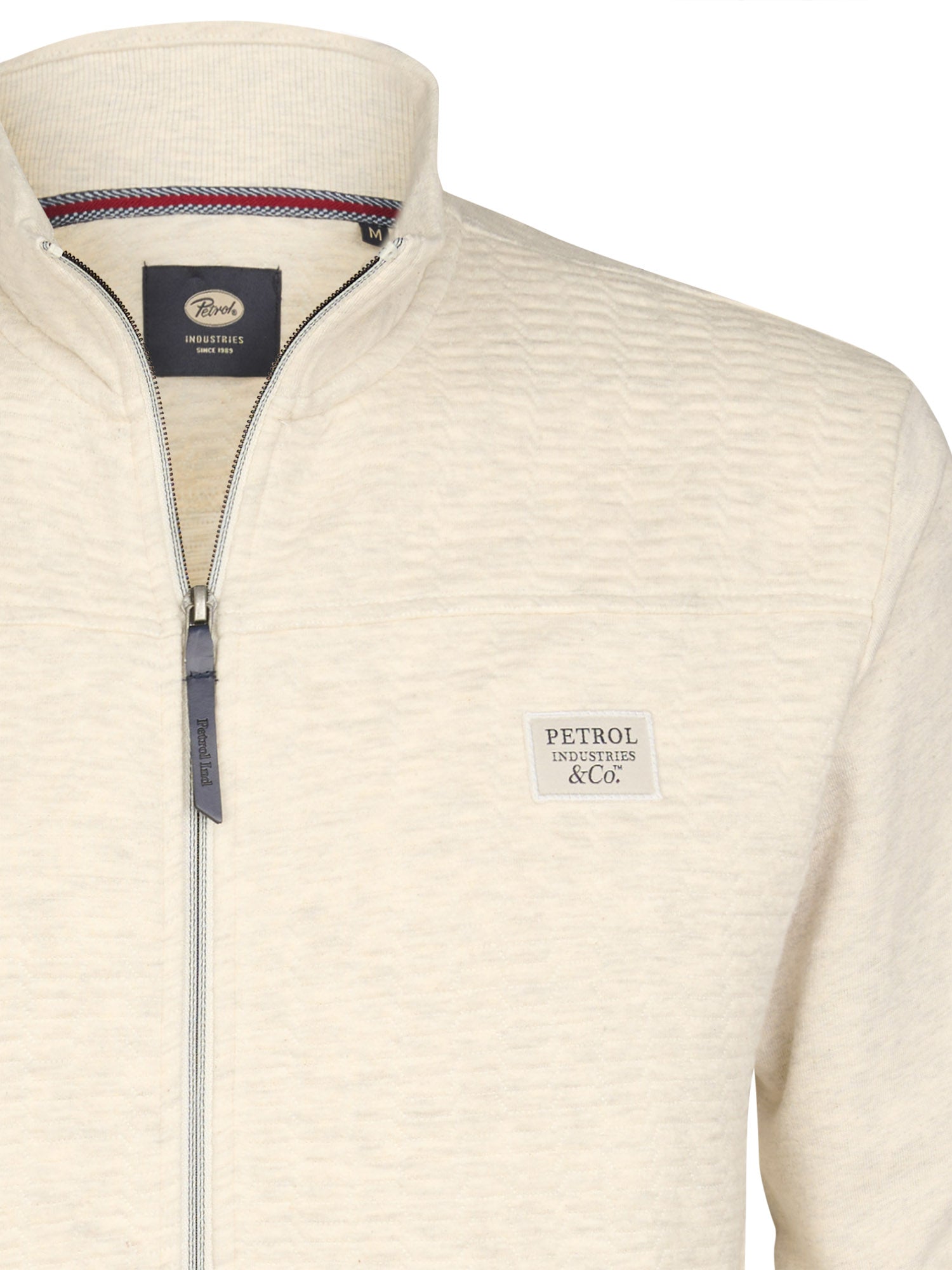 Petrol Industries Men Sweater Collar Zip Regular Fit Antique White Melee