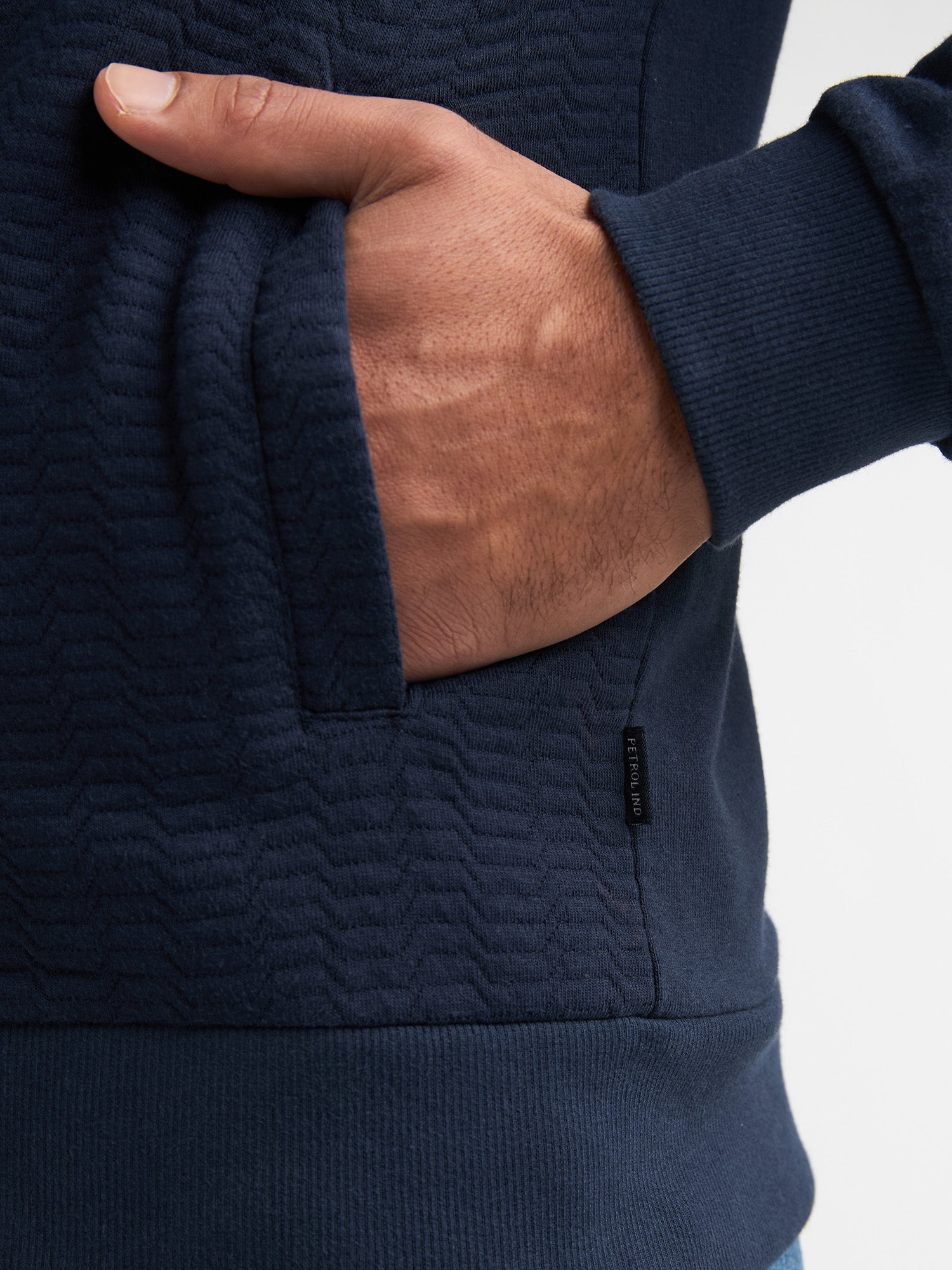 Petrol Industries Men Sweater Collar Zip Regular Fit Navy Blue