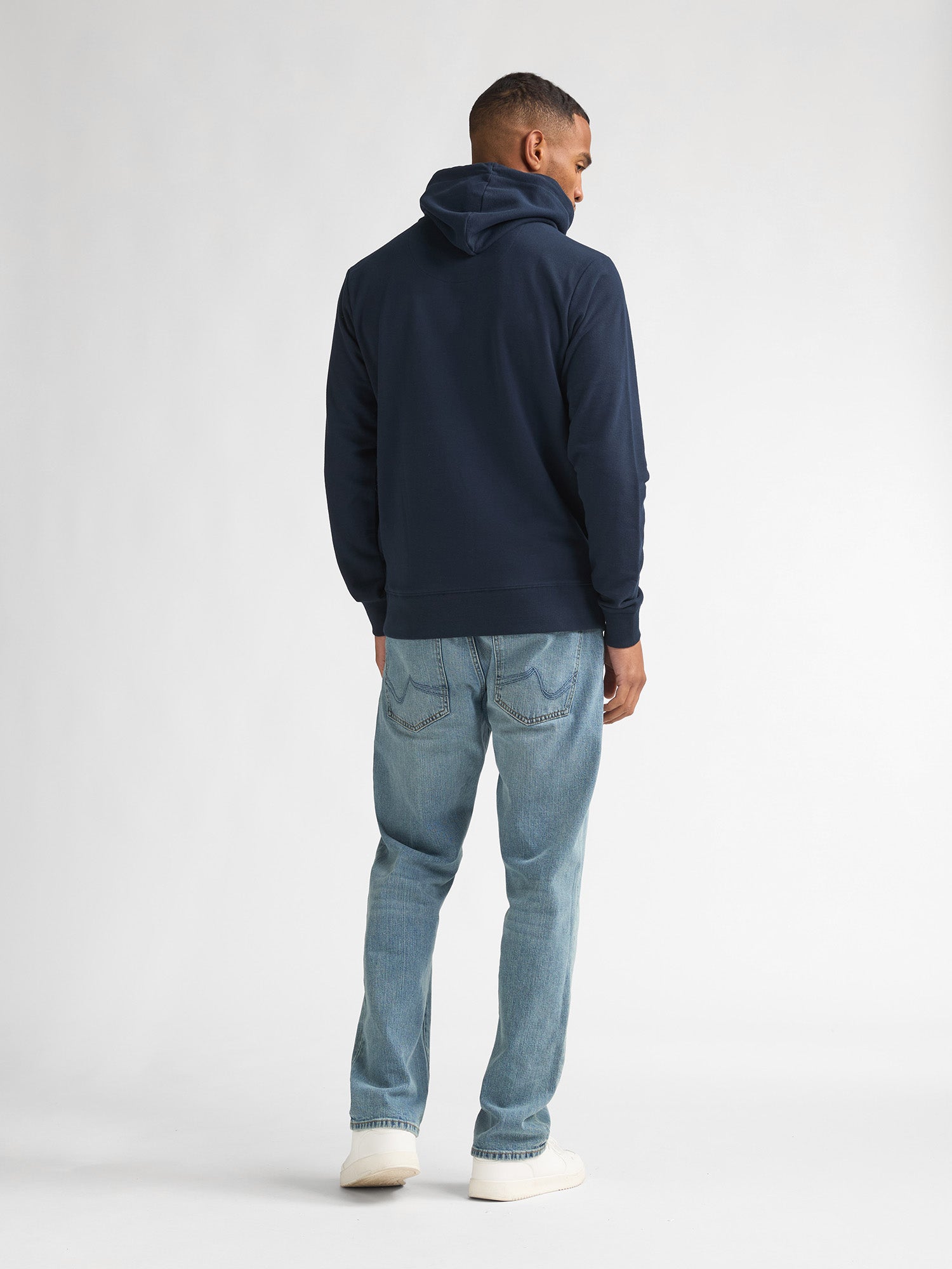 Petrol Industries Men Sweater Hooded Print Regular Fit Navy Blue