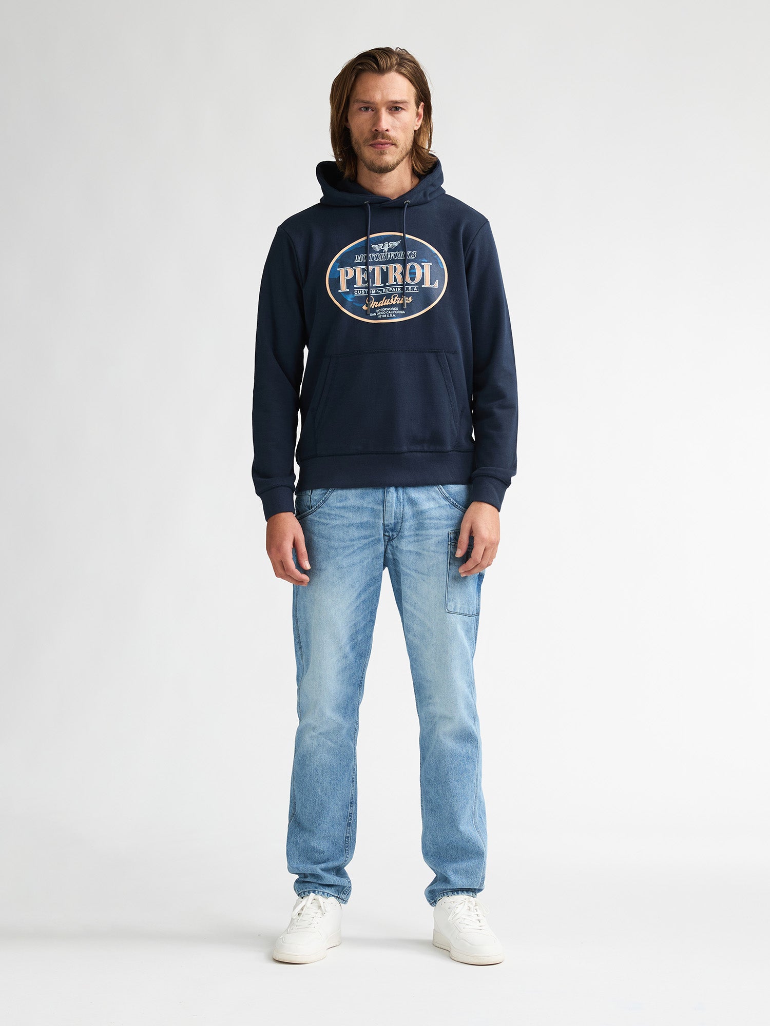 Petrol Industries Men Sweater Hooded Regular Fit Navy Blue