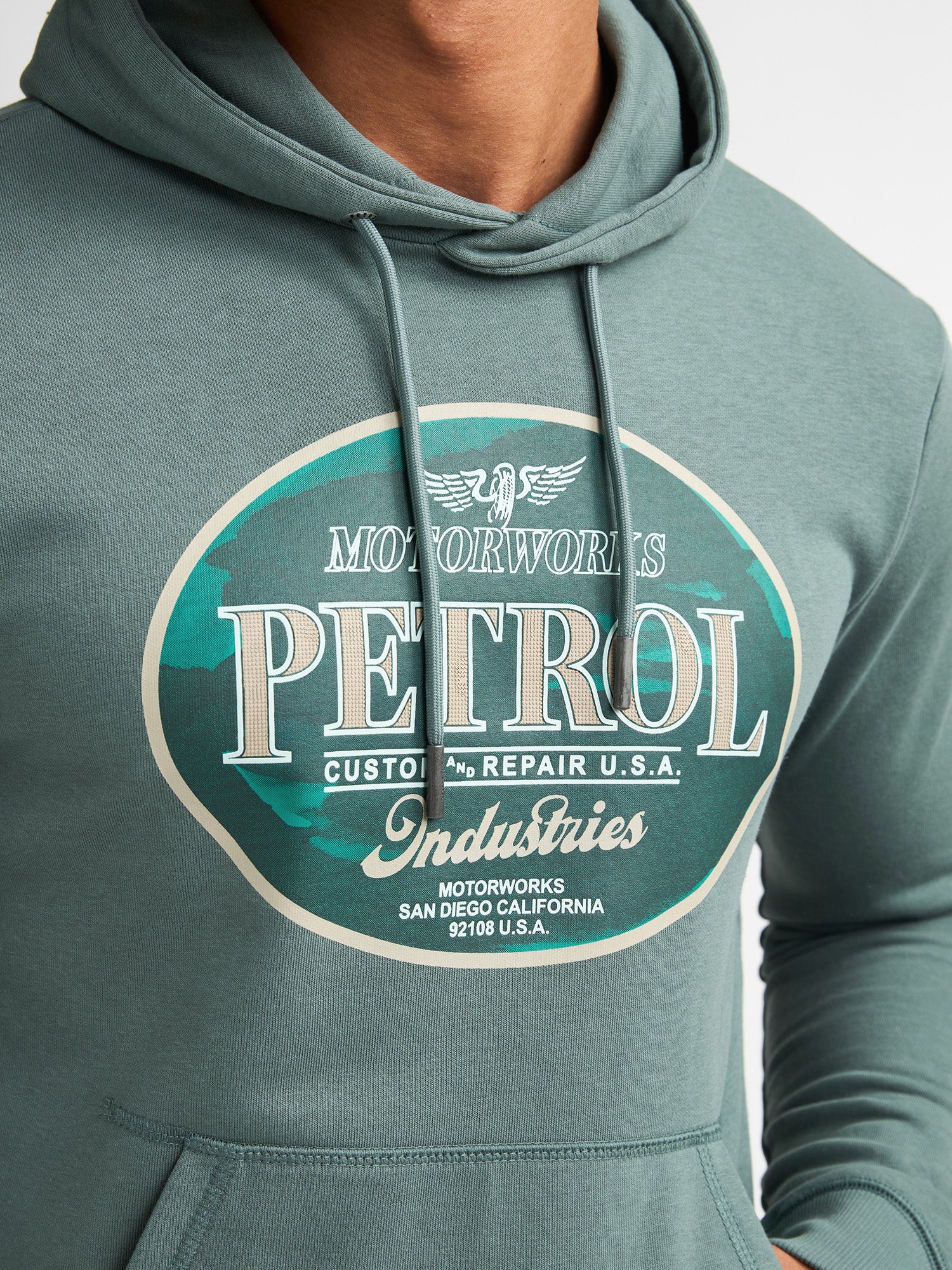Petrol Industries Men Sweater Hooded Regular Fit Oil Green