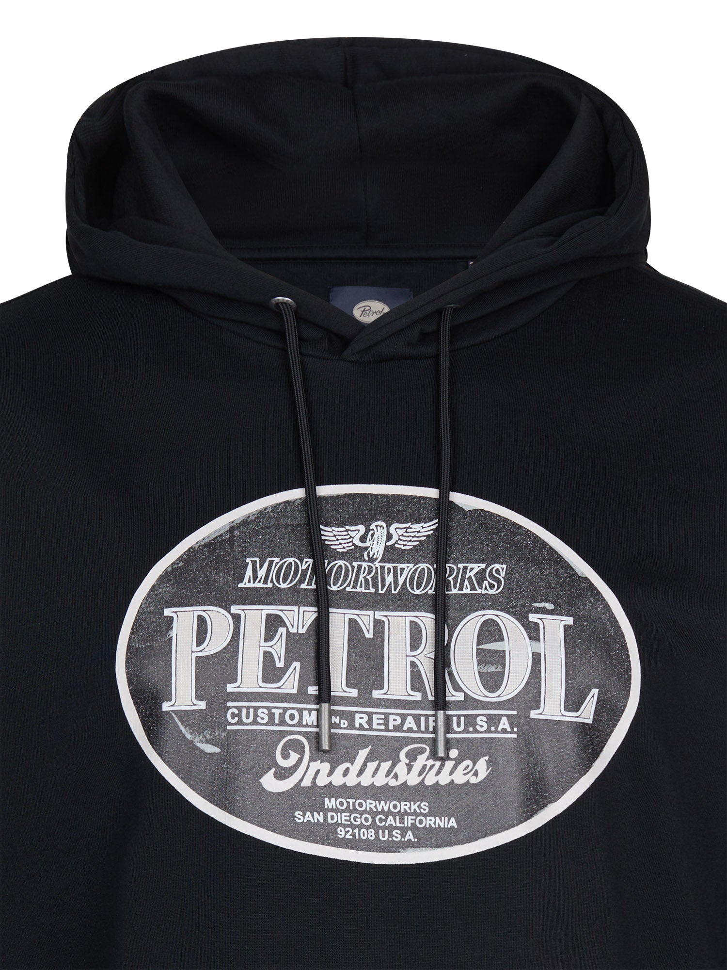 Petrol Industries Men Sweater Hooded Print Regular Plus Fit Black