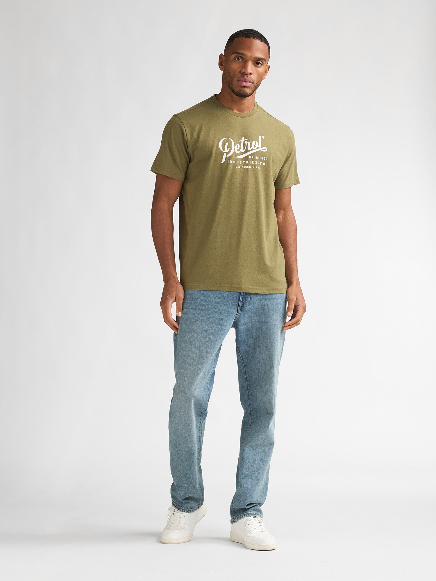 Petrol Industries Men T-Shirt Short Sleeve Classic Print Regular Fit Dusty Army