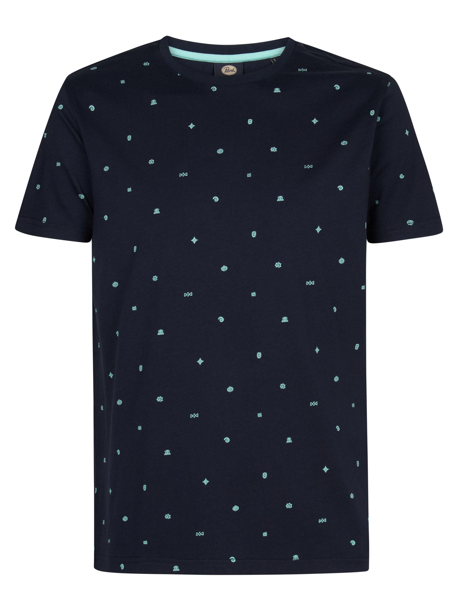 Petrol Industries Men T-Shirt Short Sleeve All-Over Print Regular Fit Navy Blue