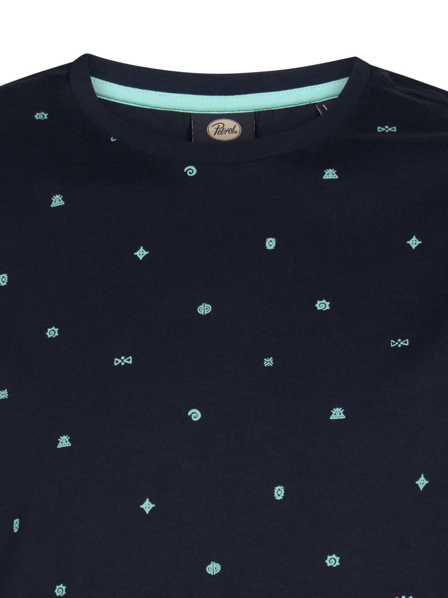 Petrol Industries Men T-Shirt Short Sleeve All-Over Print Regular Fit Navy Blue