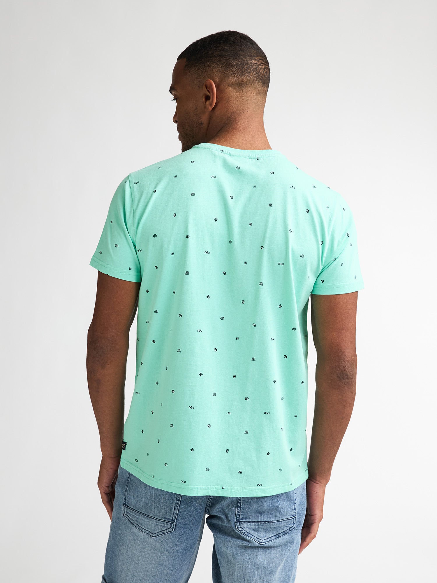 Petrol Industries Men T-Shirt Short Sleeve All-Over Print Regular Fit Green Aqua