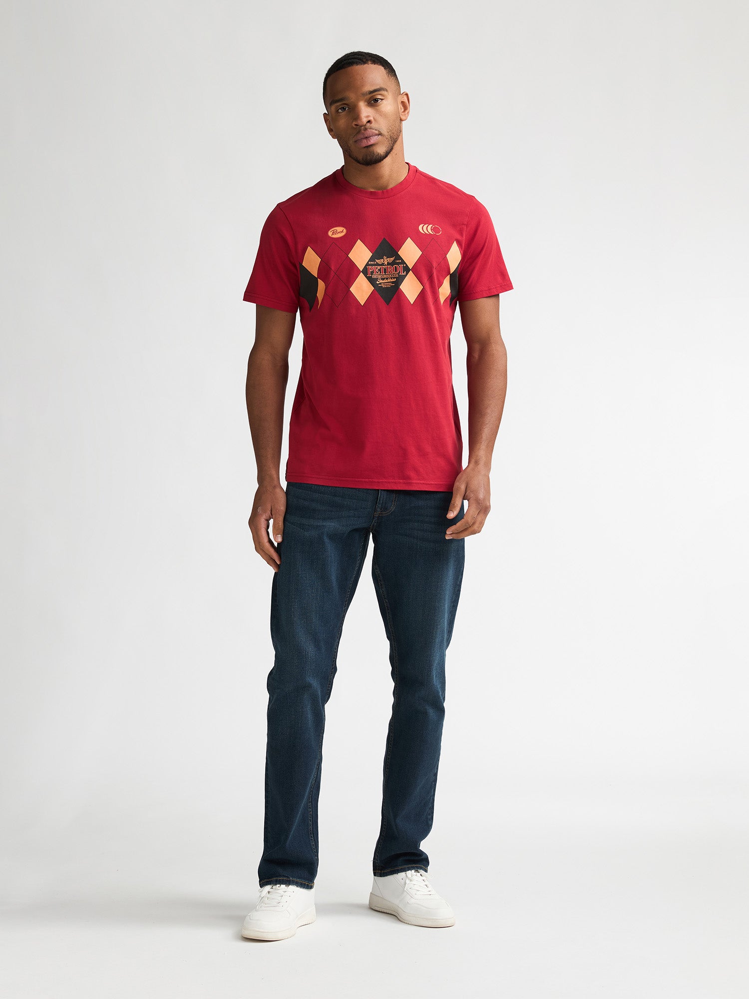 Petrol Industries Men T-Shirt Short Sleeve Classic Print Regular Fit Fire Red