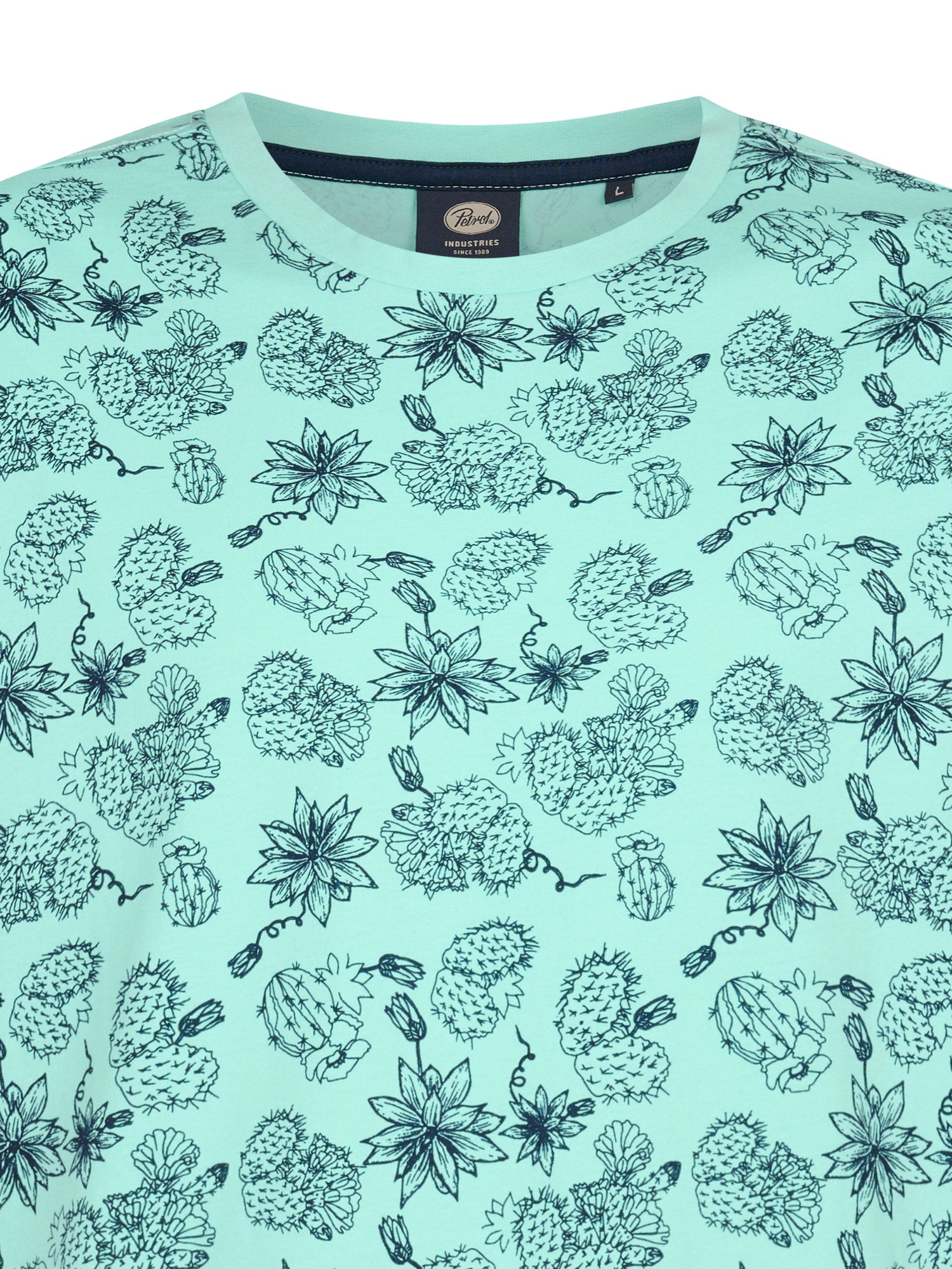 Petrol Industries Men T-Shirt Short Sleeve All-Over Print Regular Fit Green Aqua