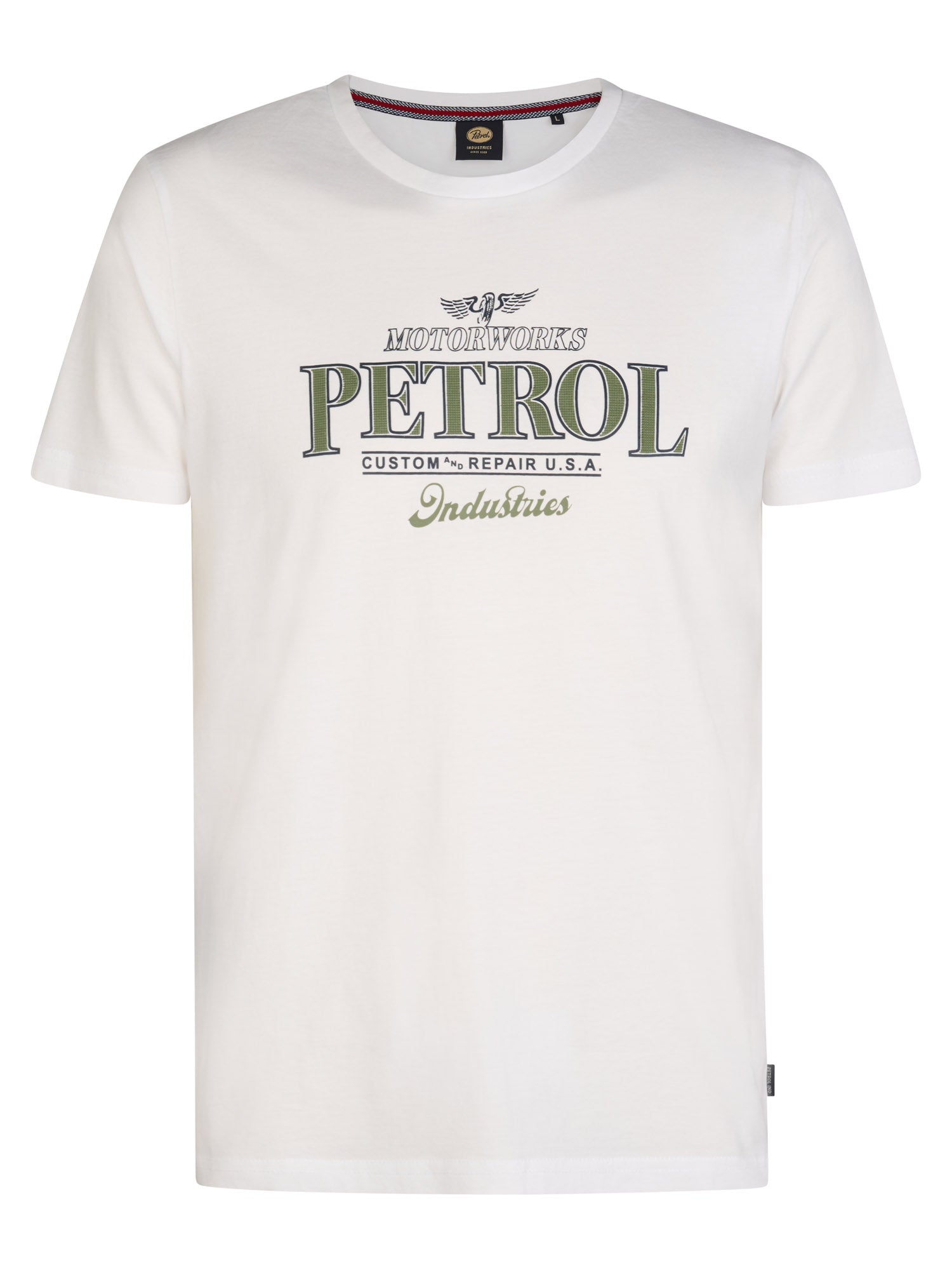 Petrol Industries Men T-Shirt Short Sleeve Classic Print Regular Fit Bright White