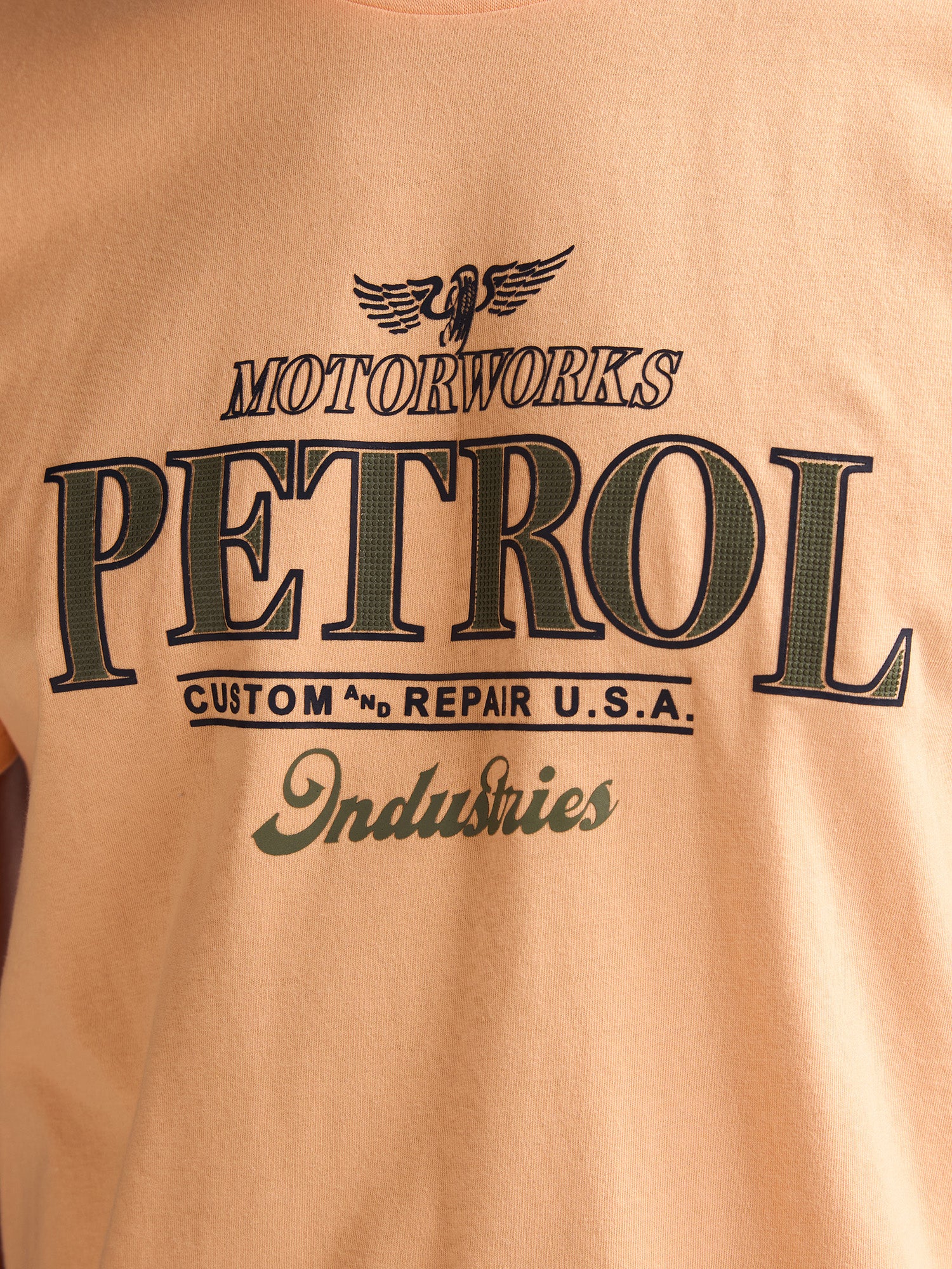 Petrol Industries Men T-Shirt Short Sleeve Classic Print Regular Fit Tropical Orange